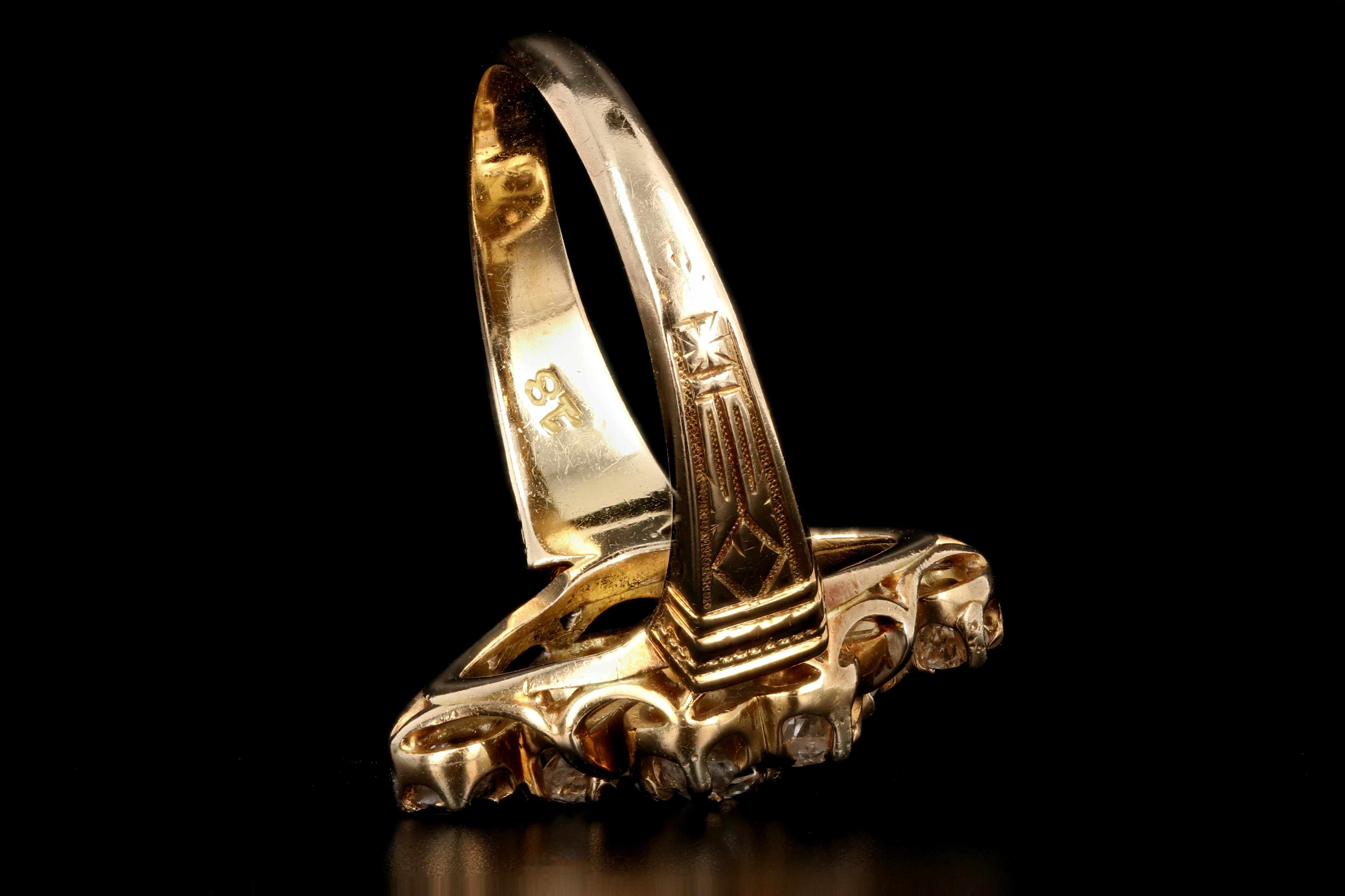 Victorian 18K Yellow Gold 1 Carat Old Mine Cut Diamond Ring - Queen May