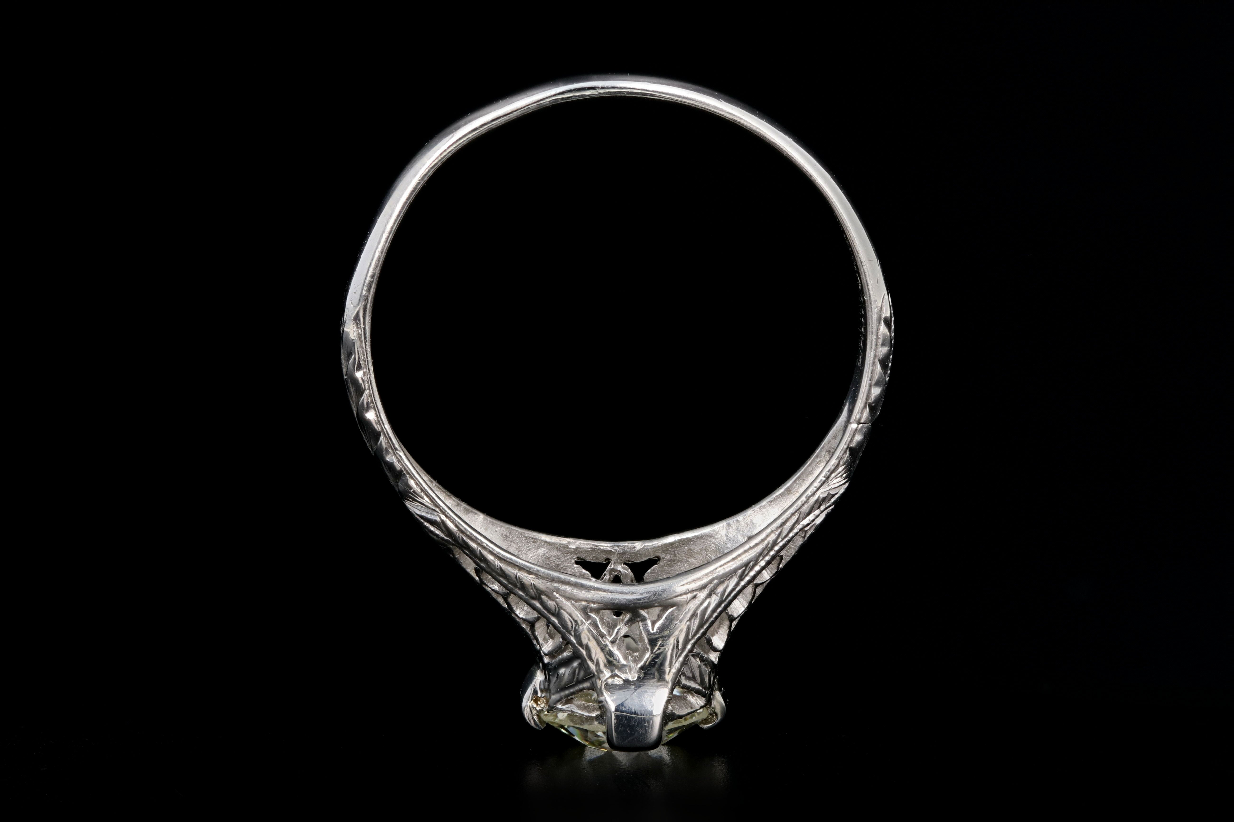 Art Deco Platinum 1.18 Carat Old European Cut Diamond Ring - Queen May