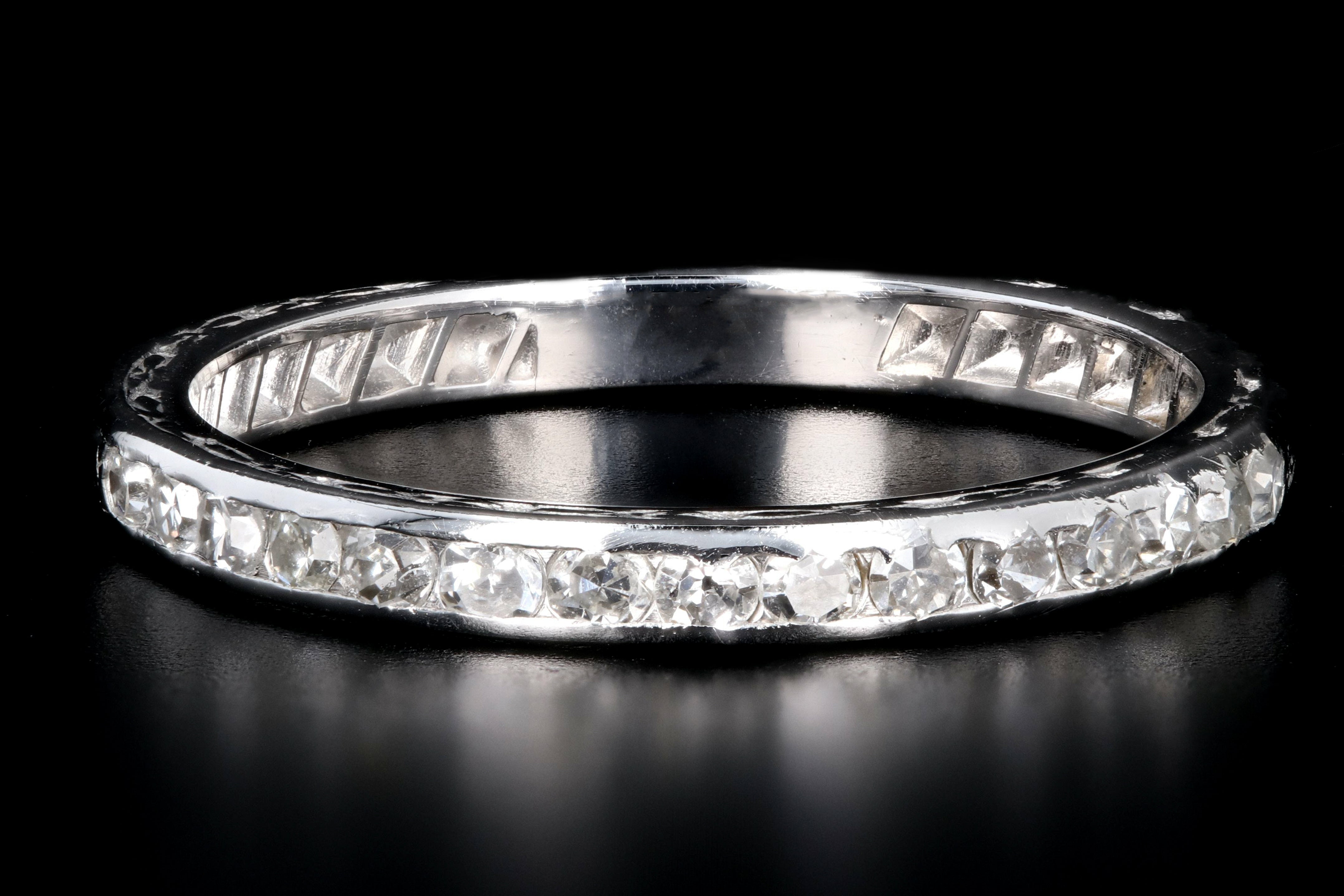 Art Deco Platinum .30 Carat Single Cut Diamond Half Band - Queen May