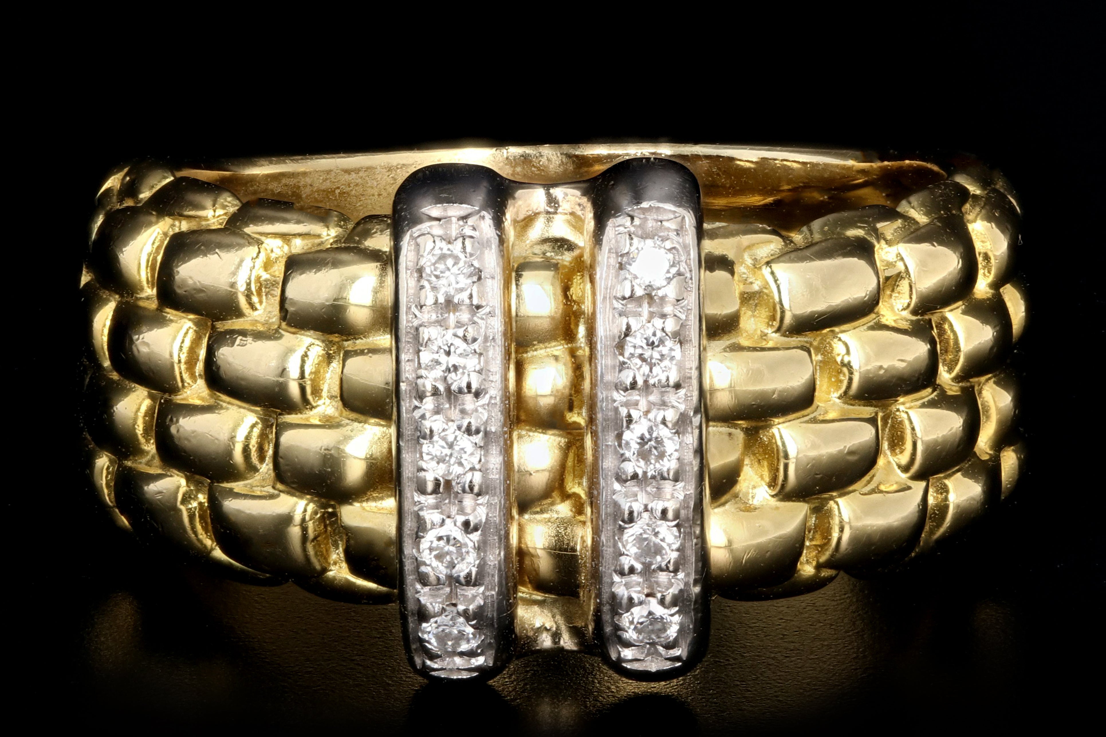 Modern Fope 18K White & Yellow Gold .09 Carat Diamond Ring - Queen May