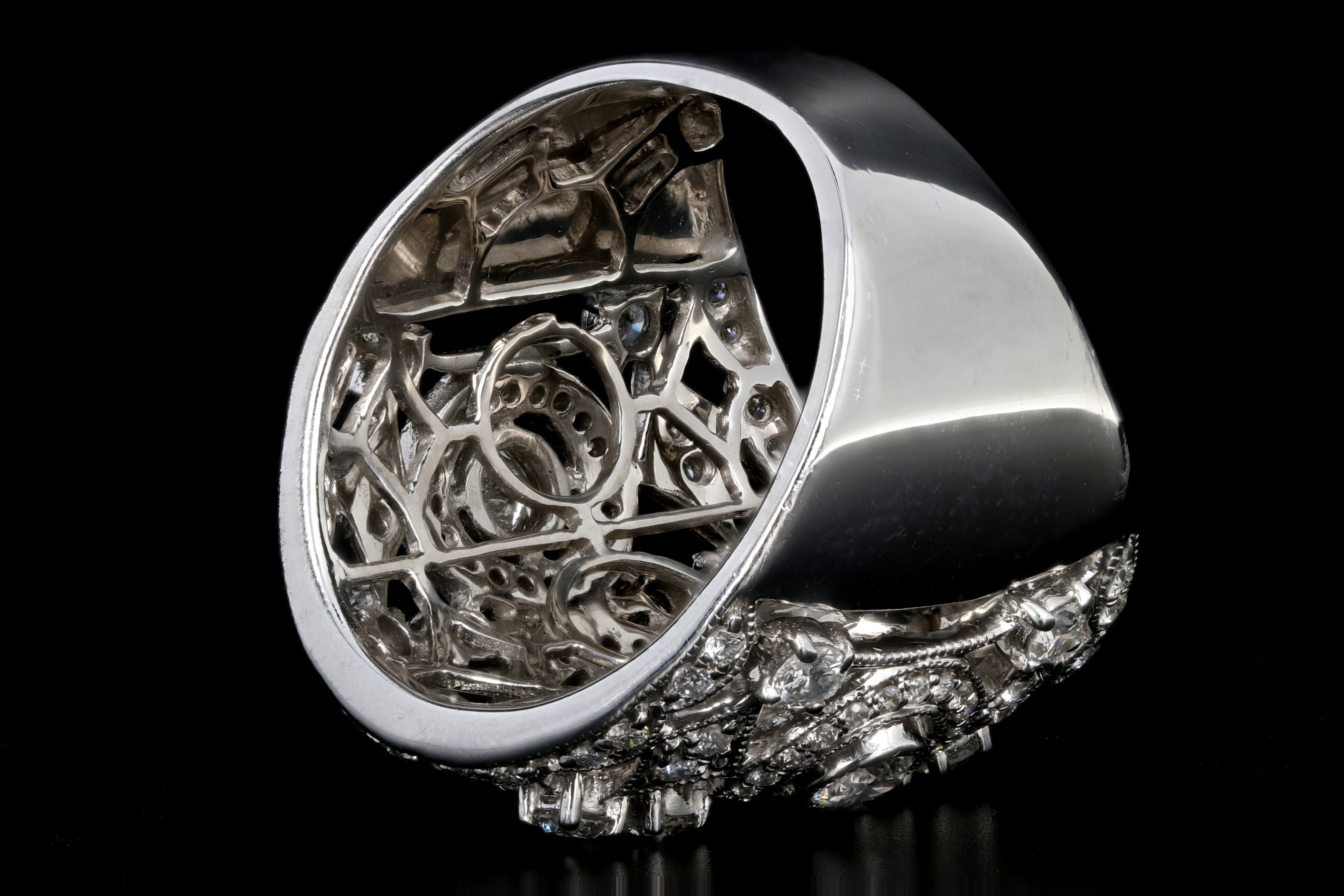 Modern 18K White Gold 1.4 Carat Round Brilliant Cut Diamond Cocktail Ring - Queen May