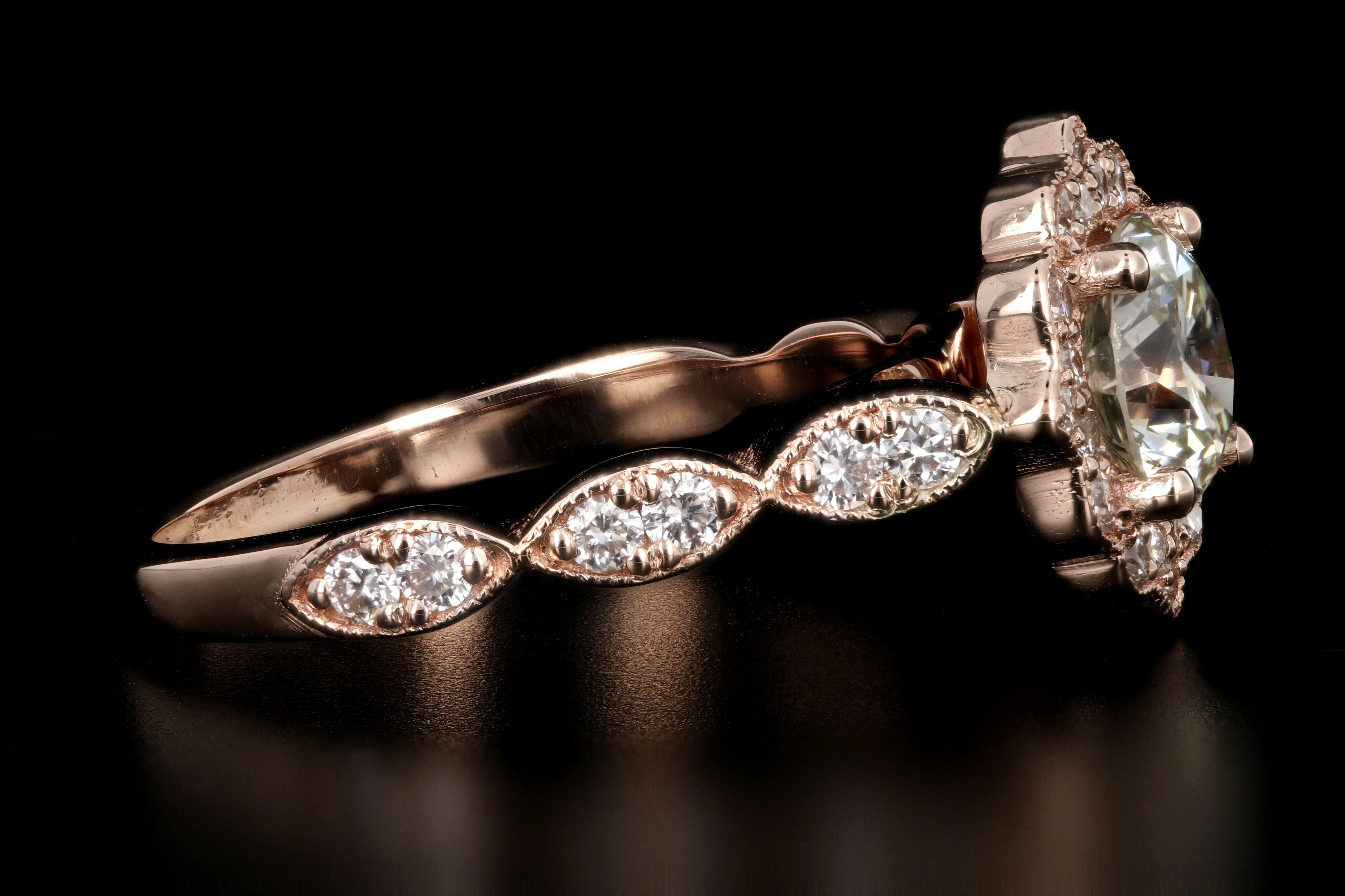 New 14K Rose Gold 1.02 Carat Round Brilliant Cut Diamond Engagement Ring GIA Certified - Queen May