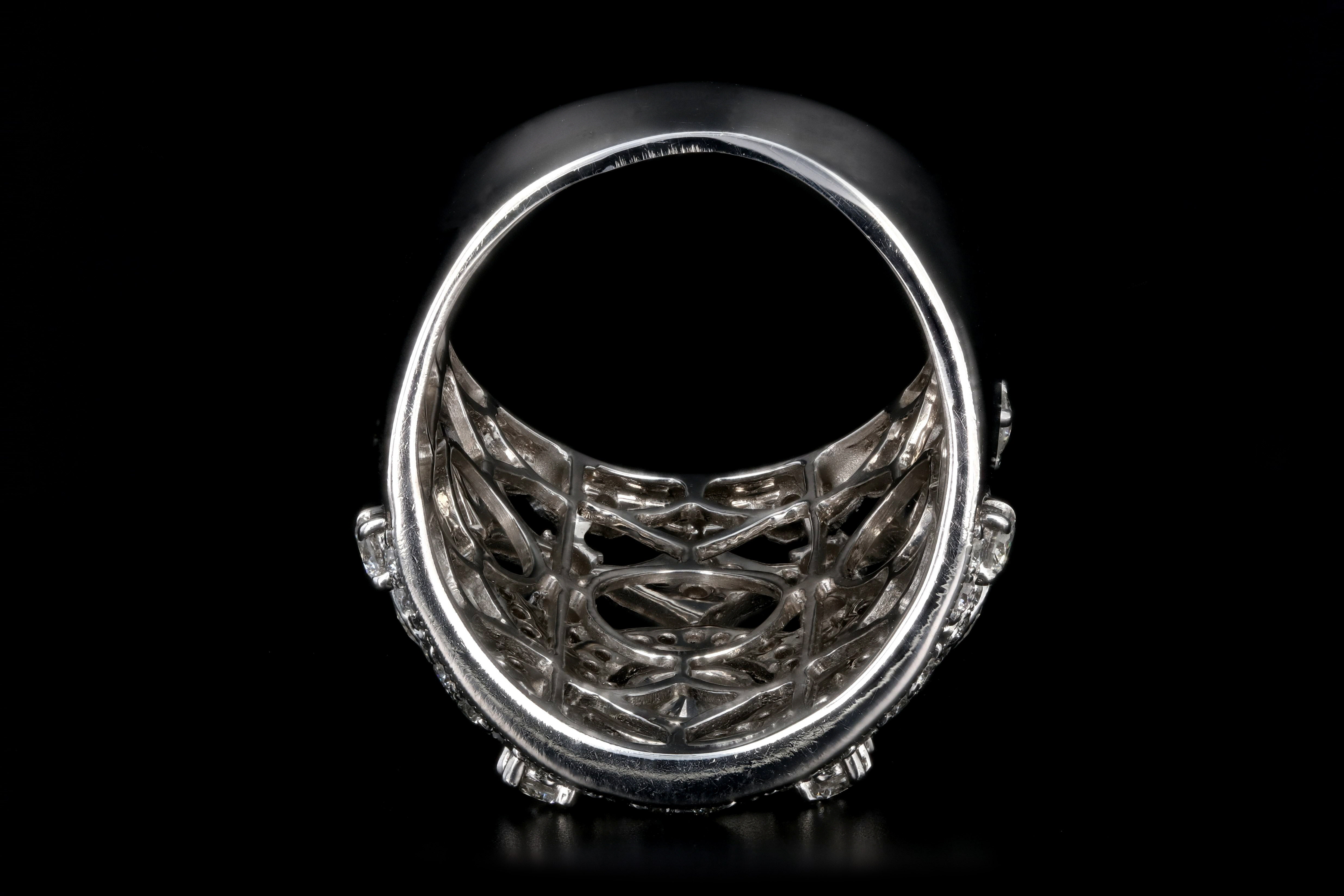 Modern 18K White Gold 1.4 Carat Round Brilliant Cut Diamond Cocktail Ring - Queen May