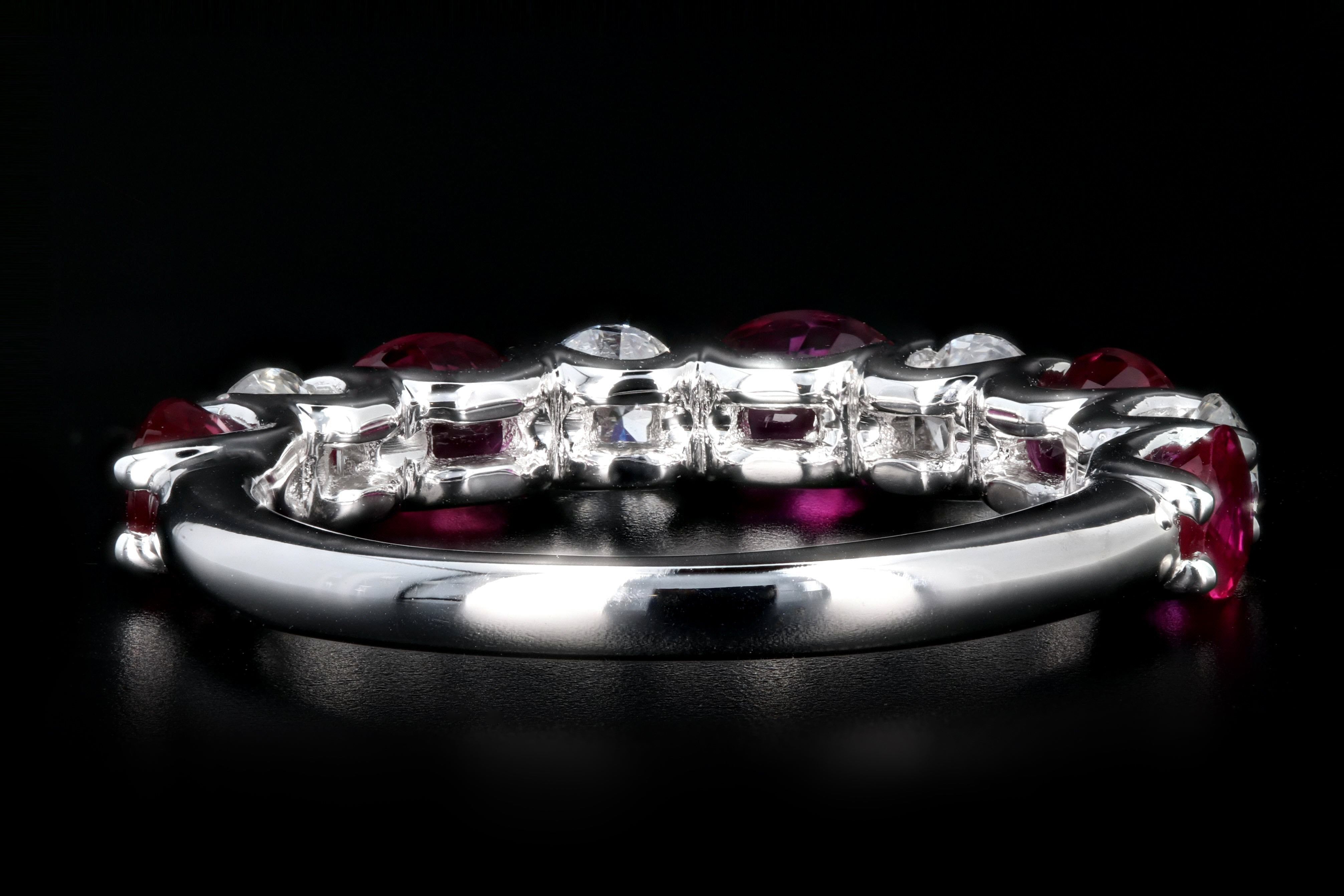 14K White Gold Emerald, Ruby, Or Sapphire & Diamond Band - Queen May