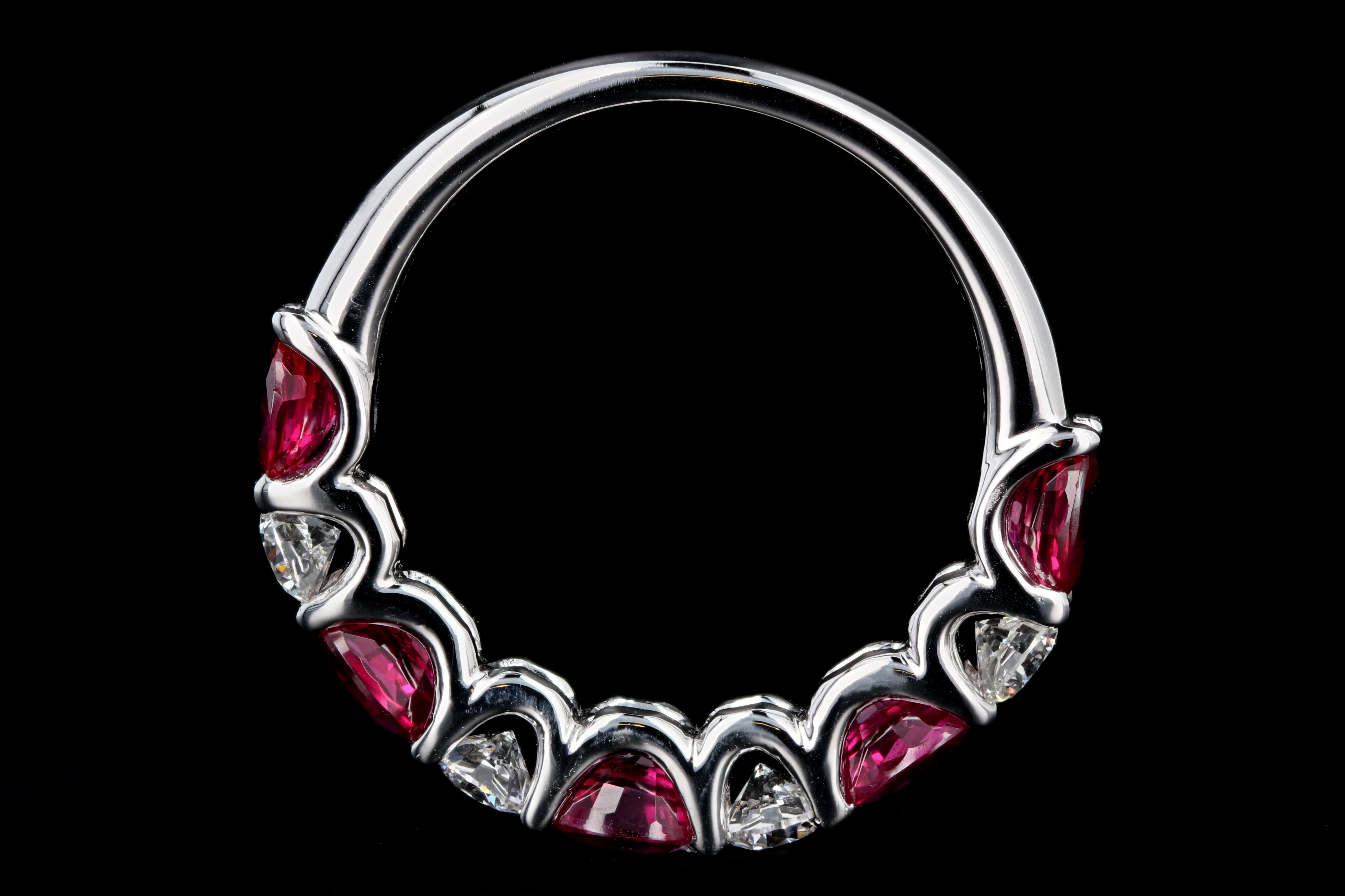 14K White Gold Emerald, Ruby, Or Sapphire & Diamond Band - Queen May