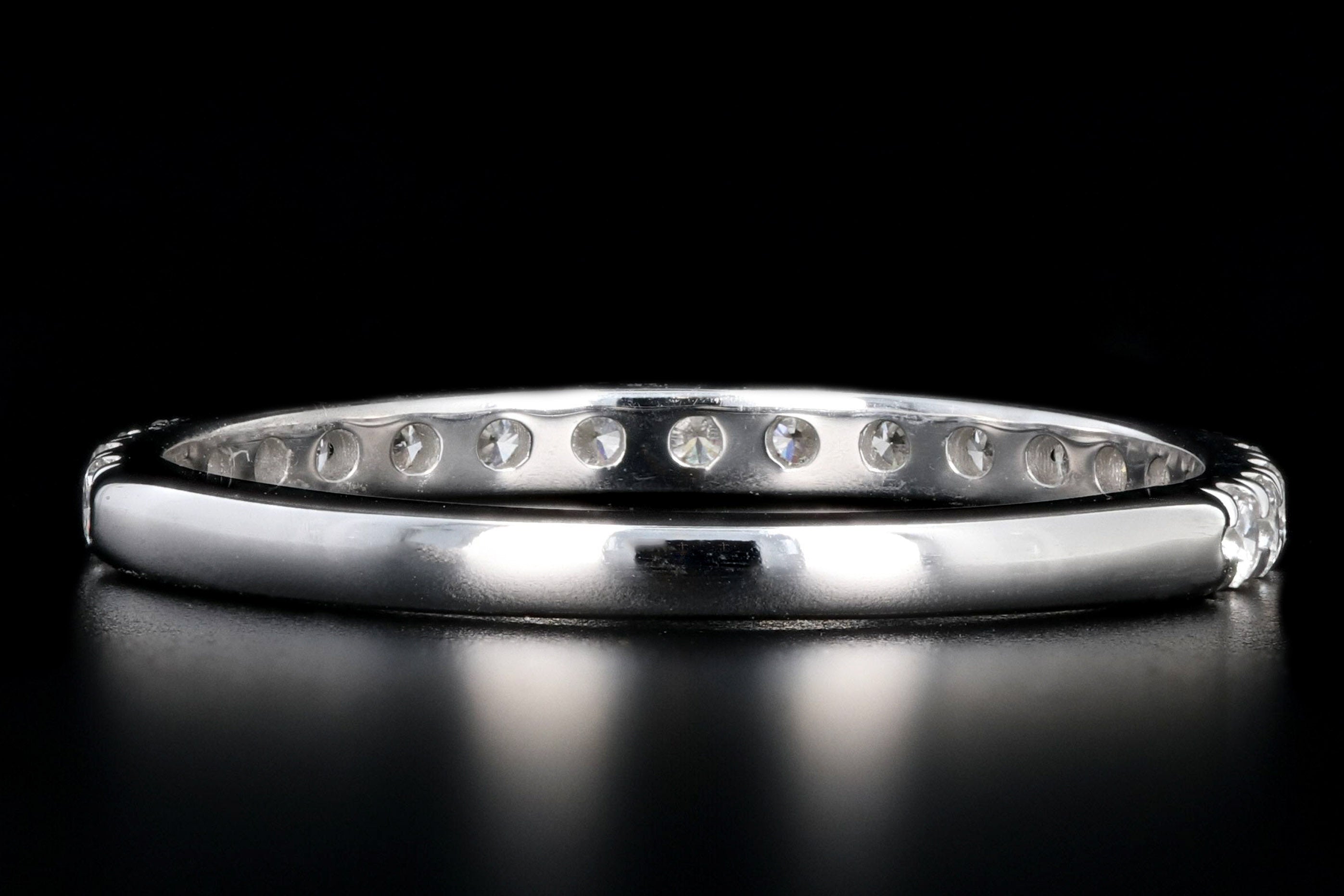 New 14K White Gold 3/8 Carat Round Brilliant Cut Diamond French Set Band - Queen May