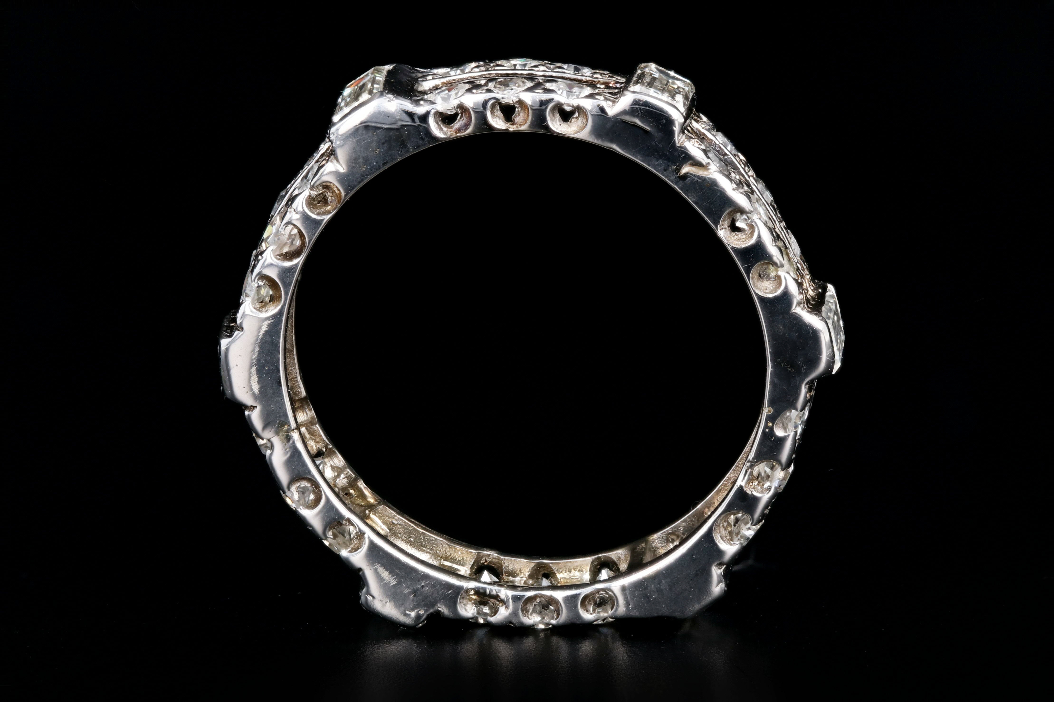 Modern 14K White Gold 1 Carats Round Brilliant and Baguette Cut Diamond Eternity Band - Queen May