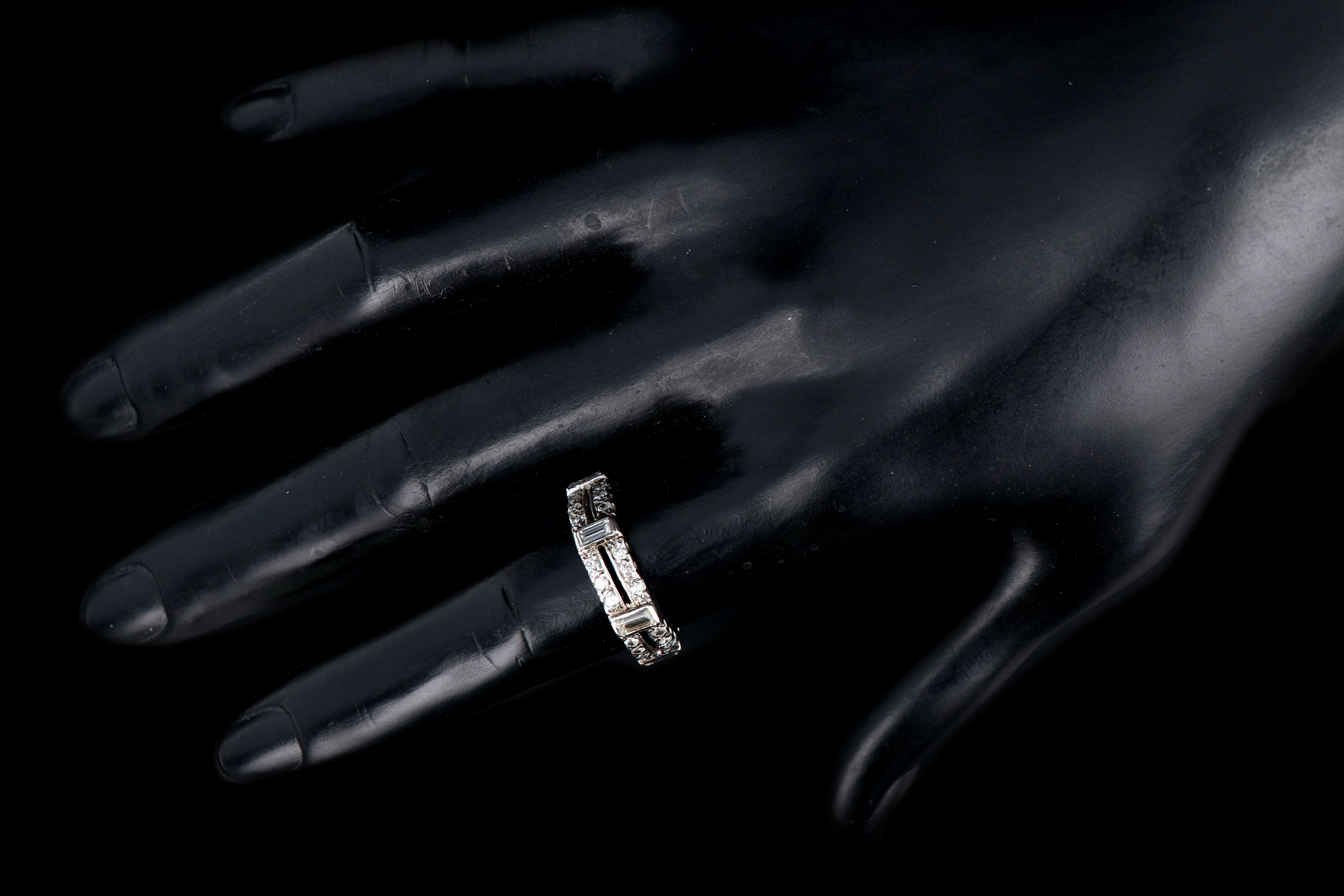 Modern 14K White Gold 1 Carats Round Brilliant and Baguette Cut Diamond Eternity Band - Queen May