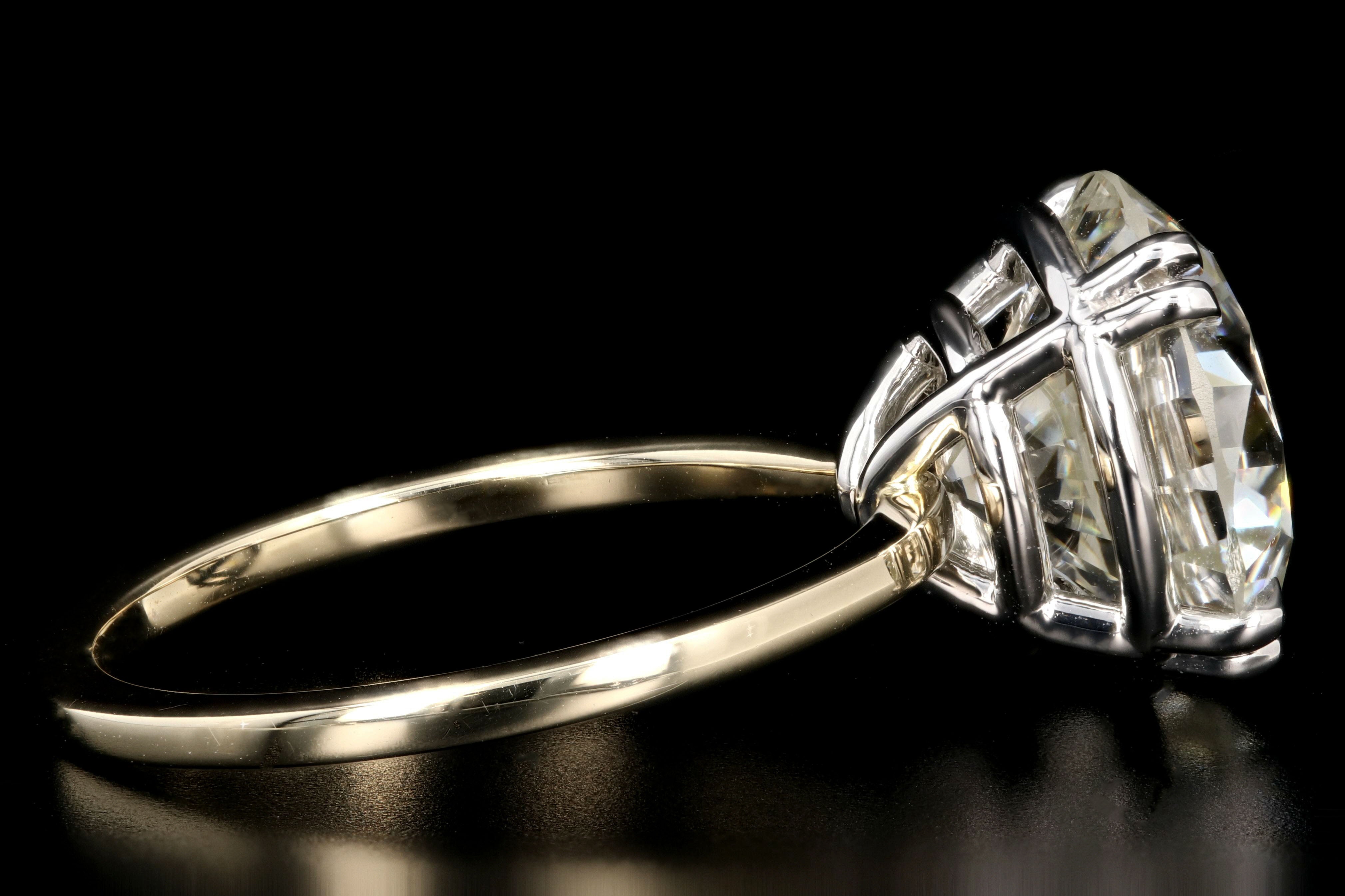 New 18K Yellow Gold and Platinum 6.20 Carat Round Brilliant Cut Diamond Engagement Ring GIA Certiifed - Queen May