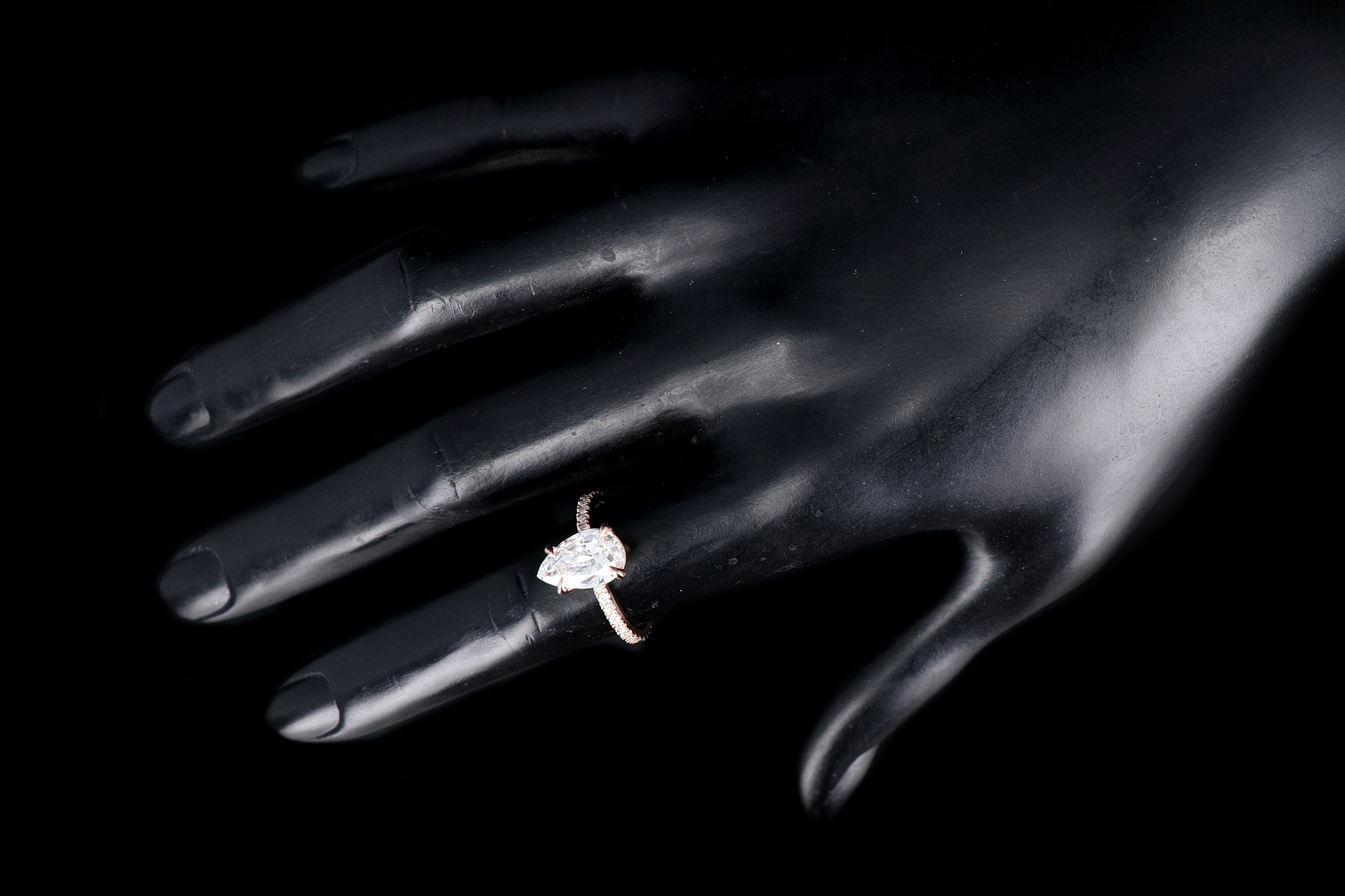 14K Rose Gold 2.24 Pear Cut Diamond Engagement Ring GIA Certified - Queen May