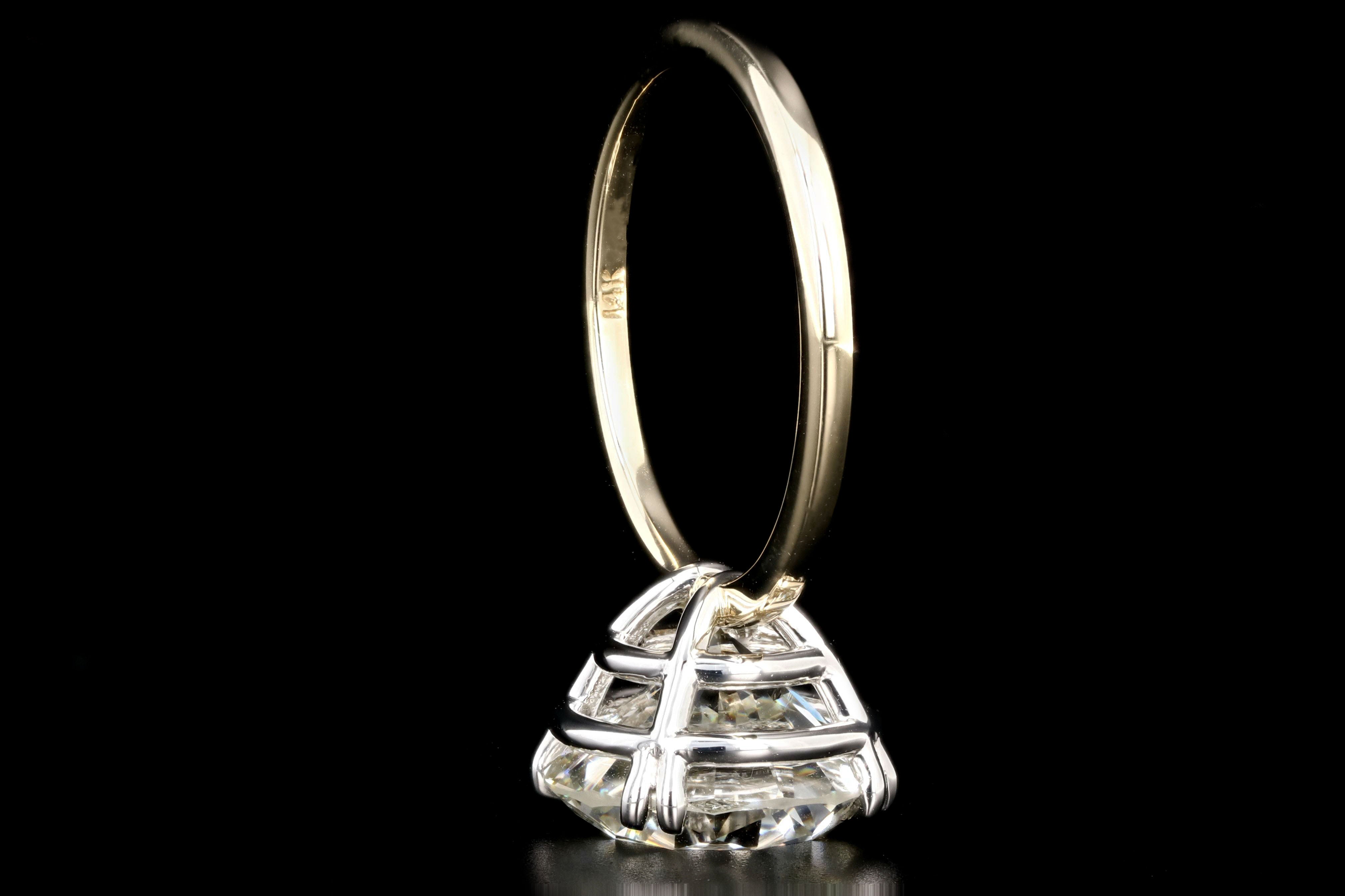 New 18K Yellow Gold and Platinum 6.20 Carat Round Brilliant Cut Diamond Engagement Ring GIA Certiifed - Queen May