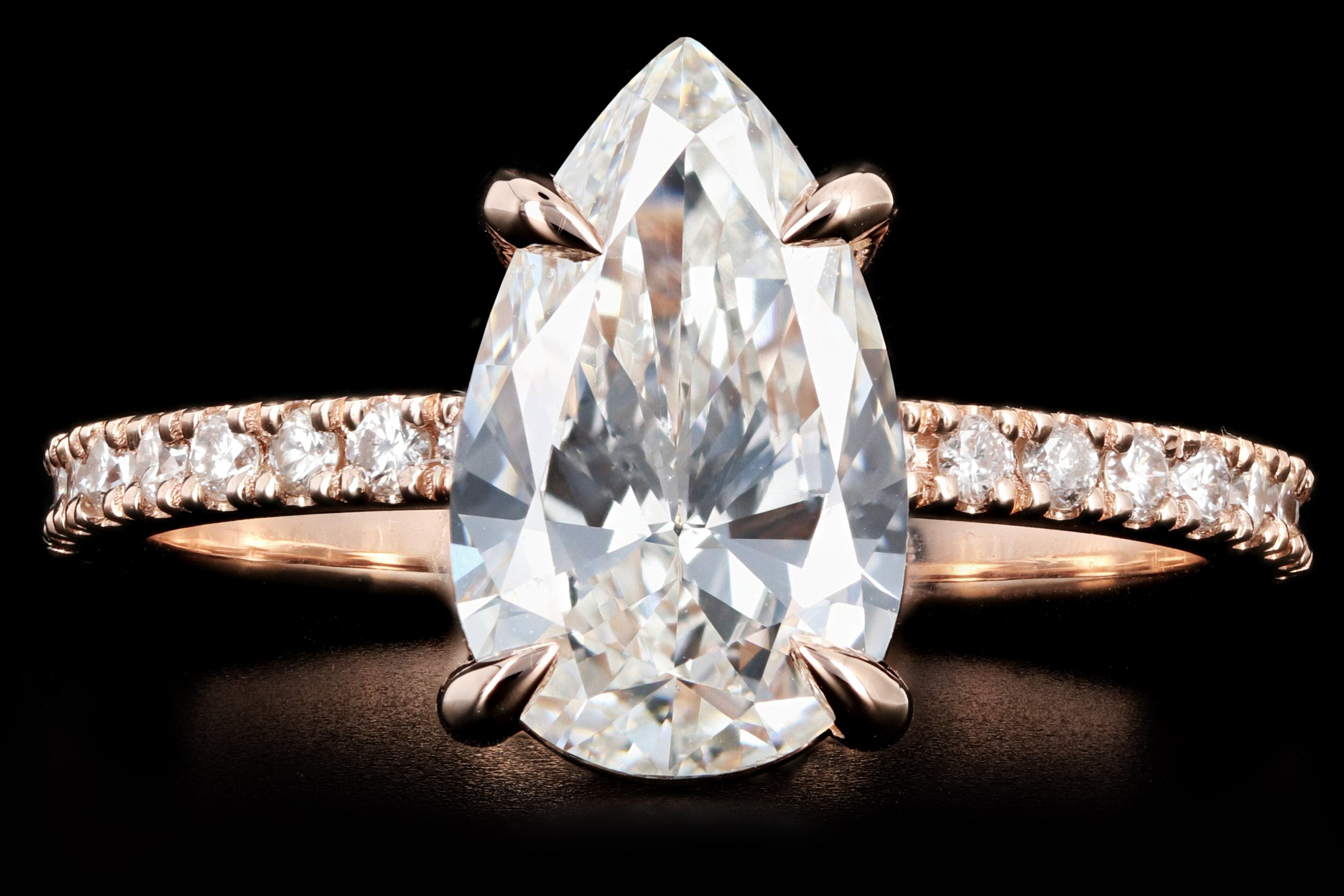 14K Rose Gold 2.24 Pear Cut Diamond Engagement Ring GIA Certified - Queen May