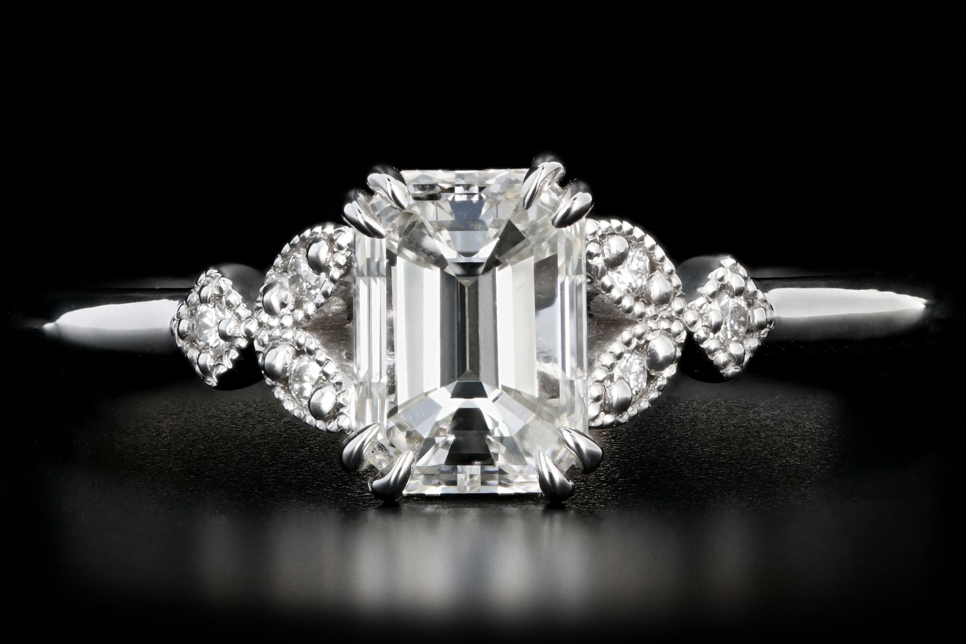 New 18K White Gold 1.22 Carat Emerald Cut Diamond Engagement Ring GIA Certified - Queen May