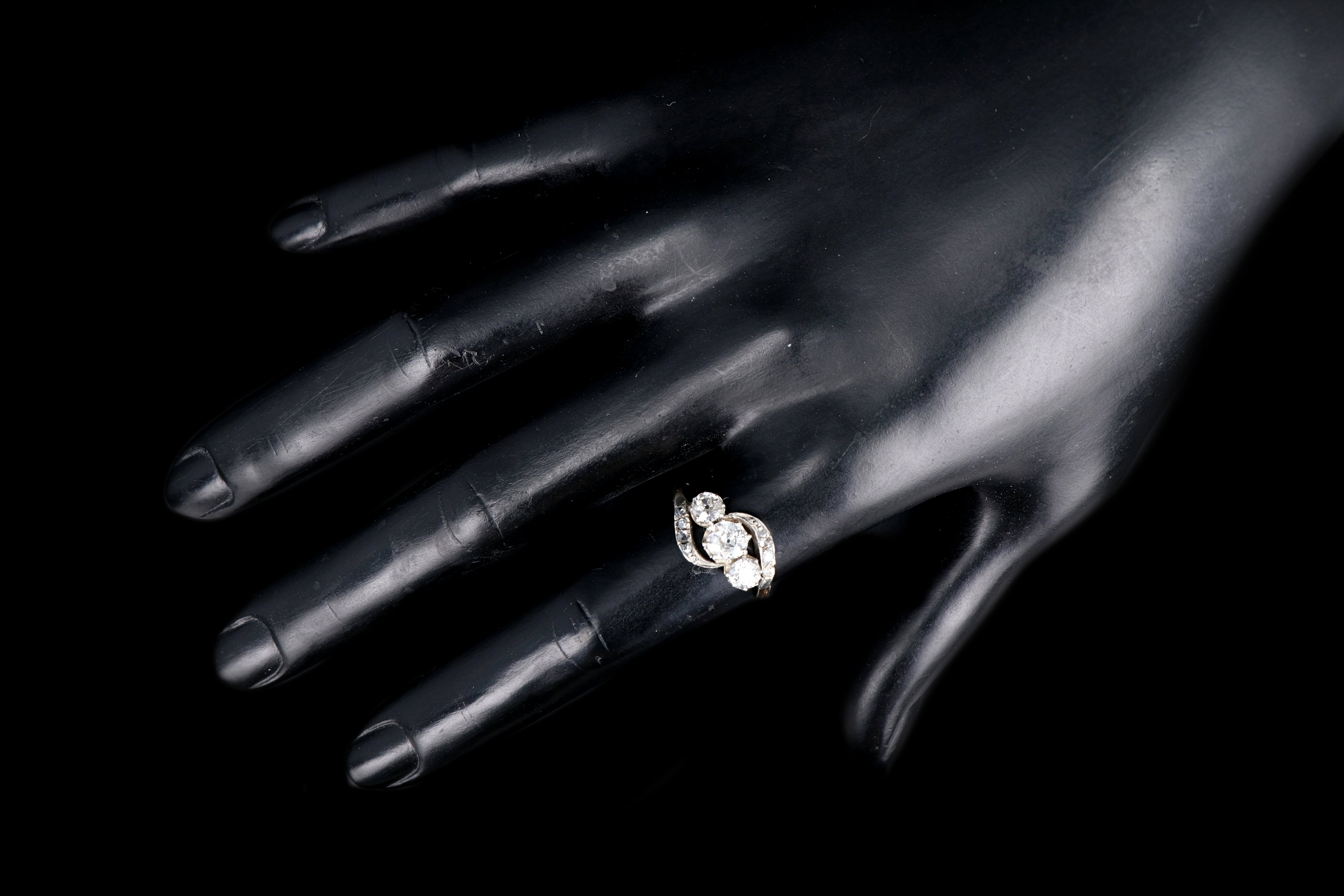 Edwardian 18K White & Yellow Gold 1.86 Carat Old Mine, Old European and Rose Cut Diamond Ring - Queen May