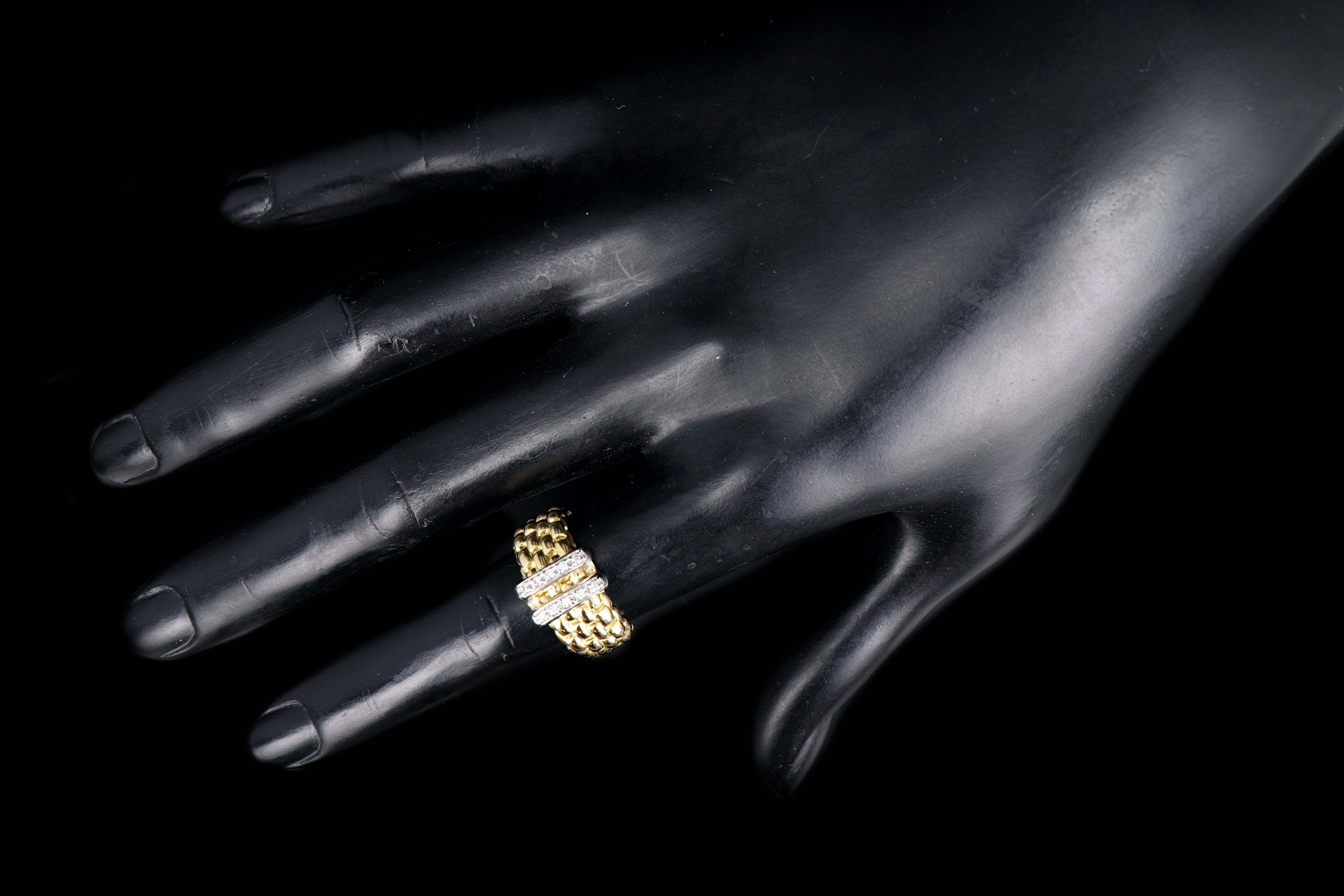 Modern Fope 18K White & Yellow Gold .09 Carat Diamond Ring - Queen May