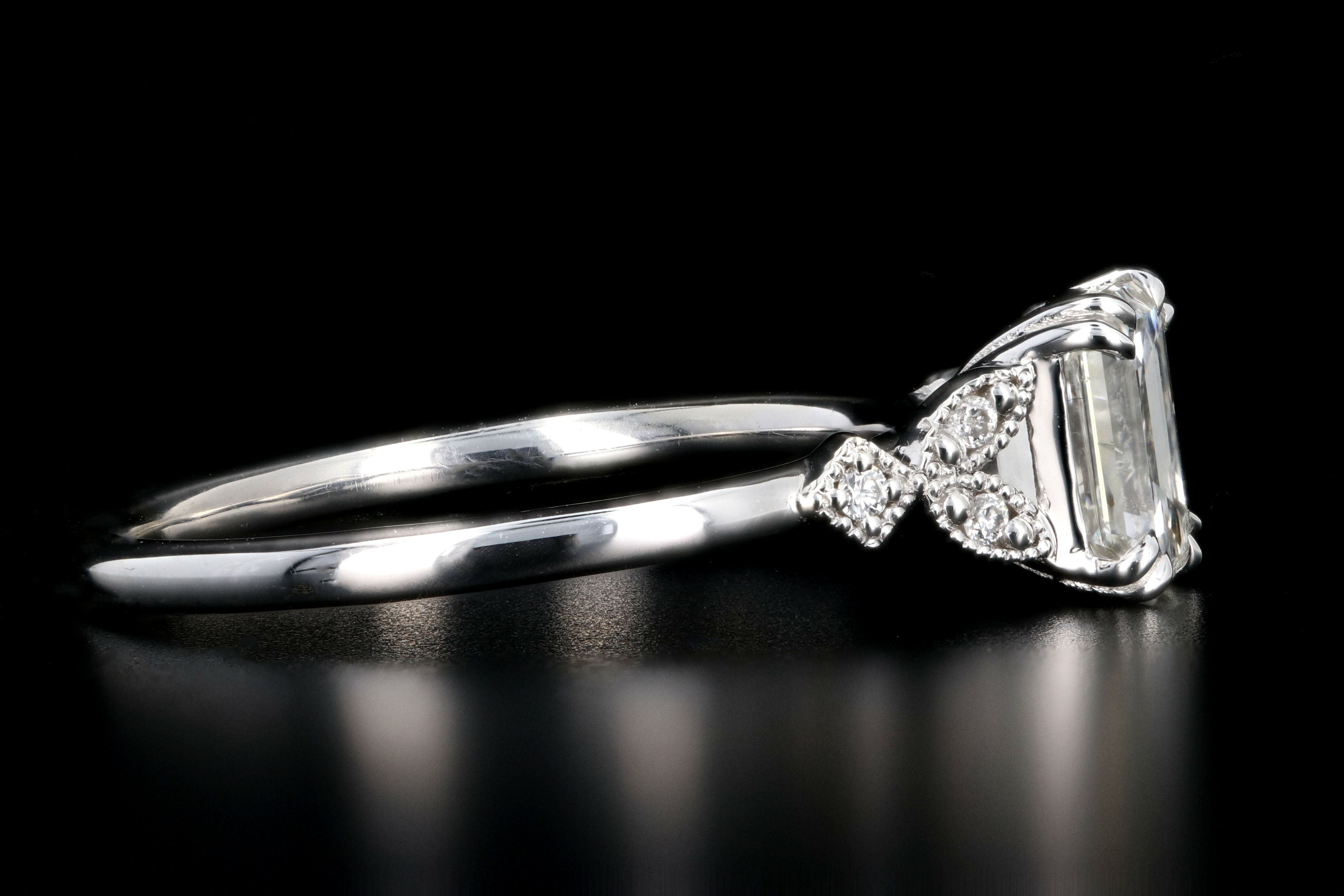 New 18K White Gold 1.22 Carat Emerald Cut Diamond Engagement Ring GIA Certified - Queen May
