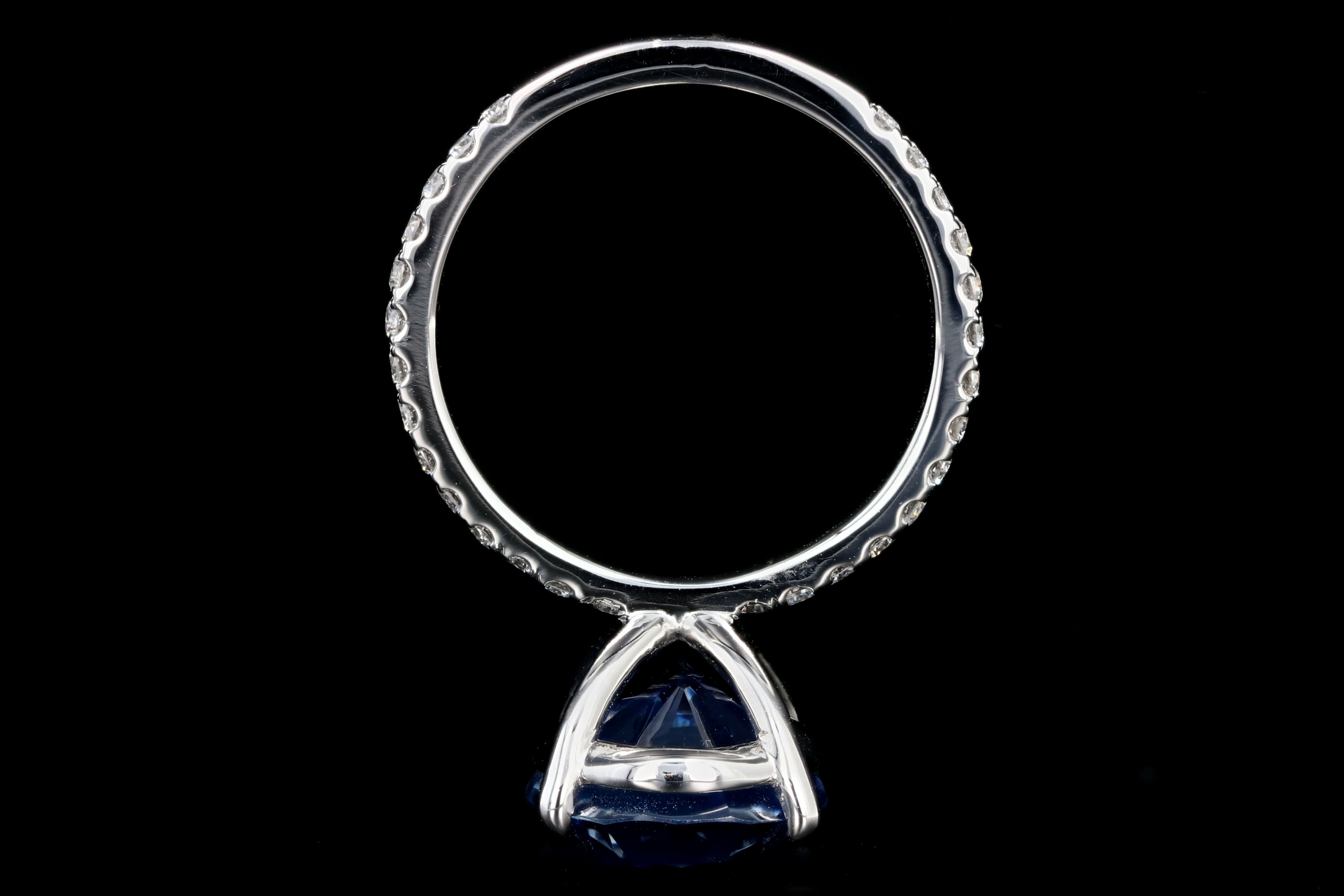 New Platinum 9.72 Carat Cornflower Oval Cut No Heat Sapphire and Diamond Ring GIA Certified - Queen May