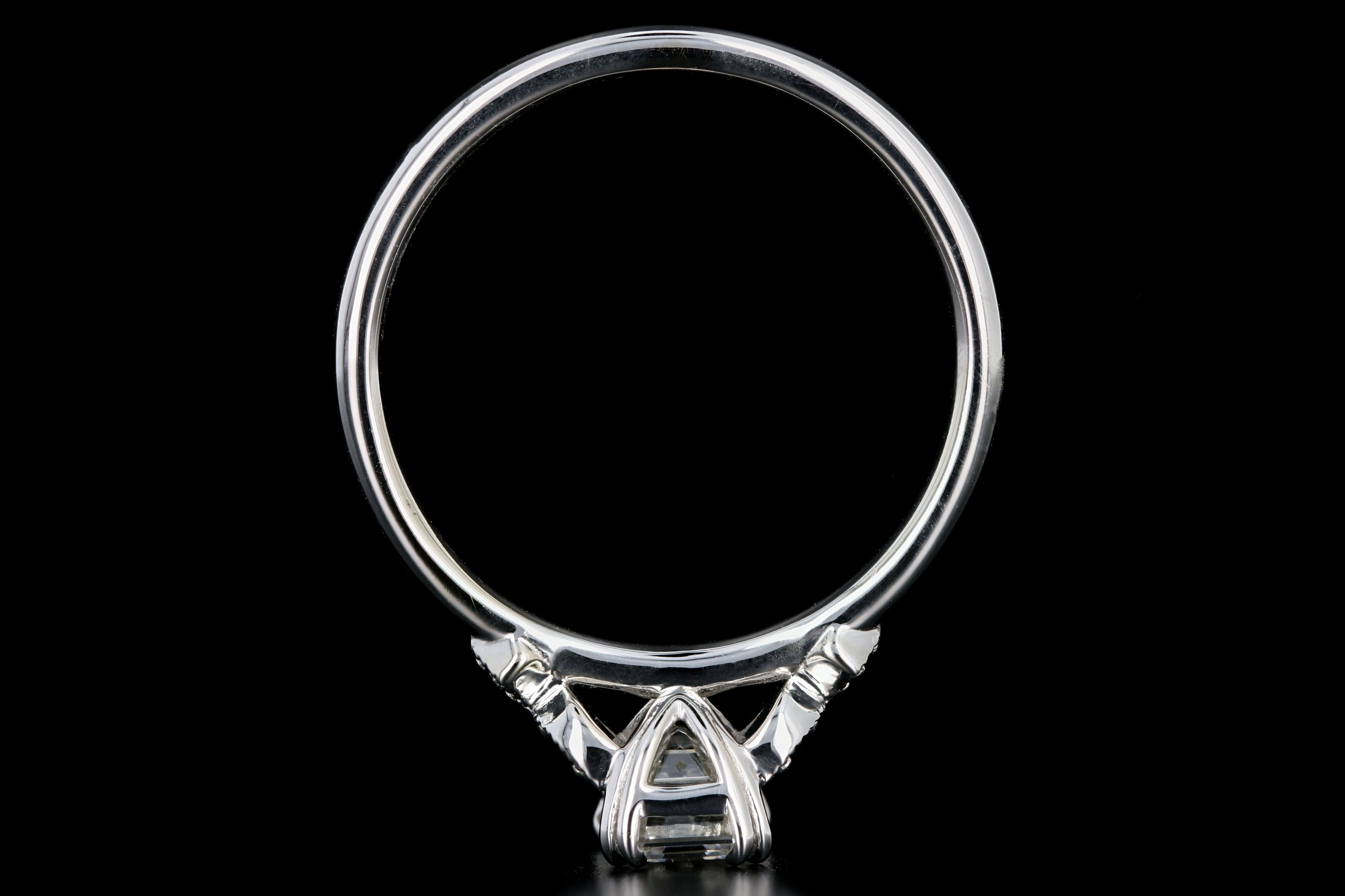 New 18K White Gold 1.22 Carat Emerald Cut Diamond Engagement Ring GIA Certified - Queen May