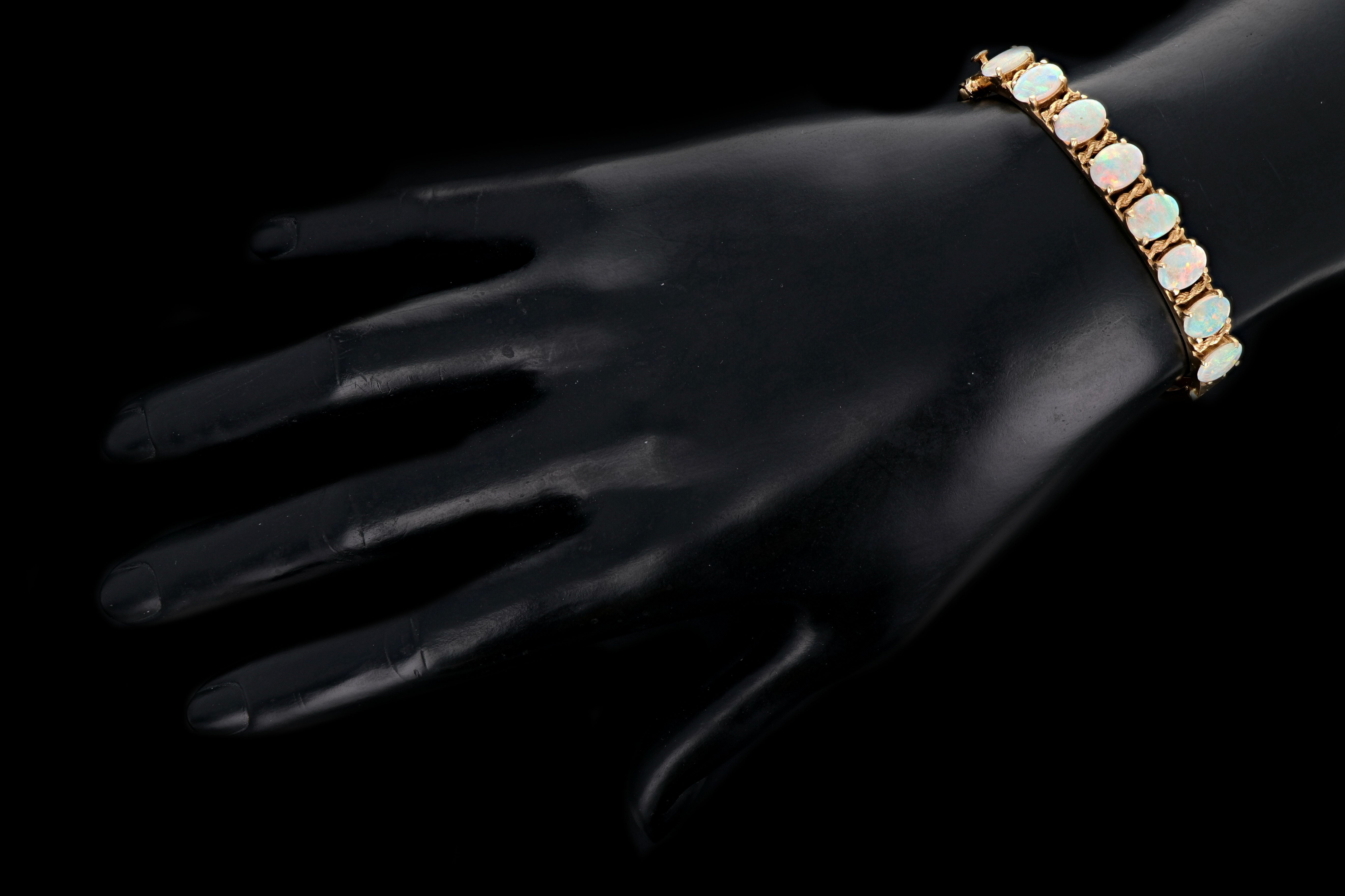 Retro 14K Yellow Gold 4 Carat Opal Bracelet - Queen May