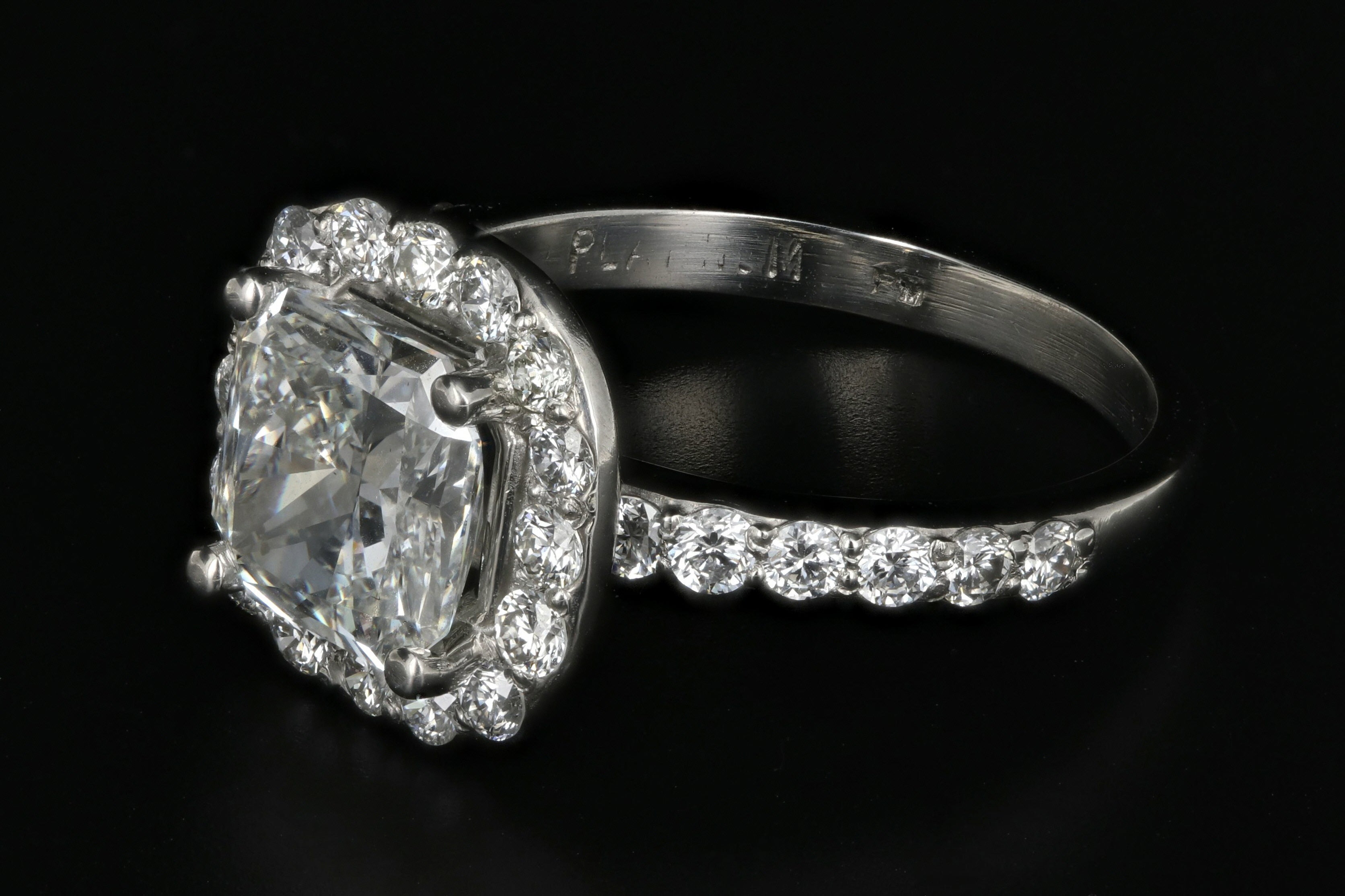 New Platinum 2.11 Carat Radiant Diamond Halo Engagement Ring GIA Certified - Queen May