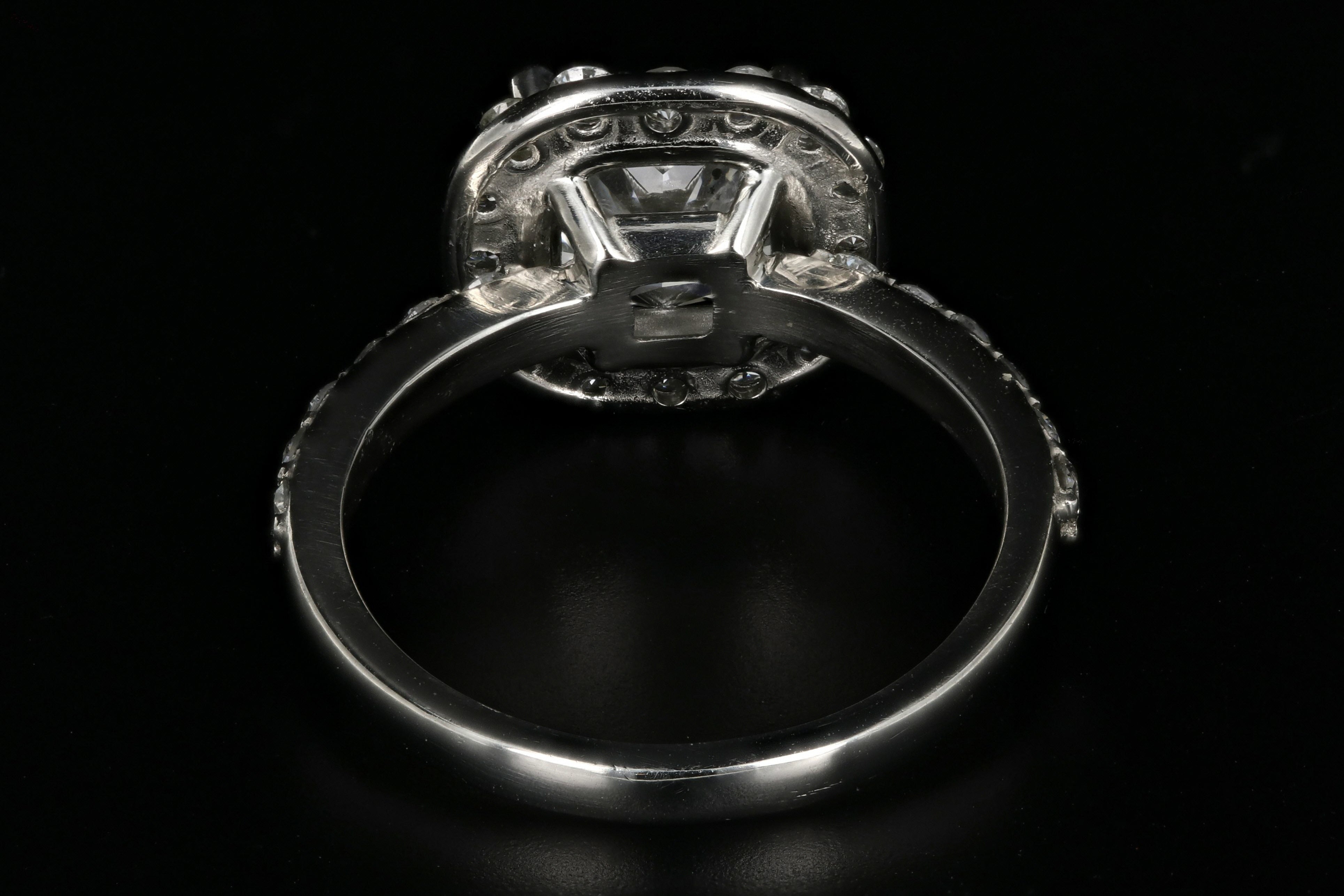 New Platinum 2.11 Carat Radiant Diamond Halo Engagement Ring GIA Certified - Queen May
