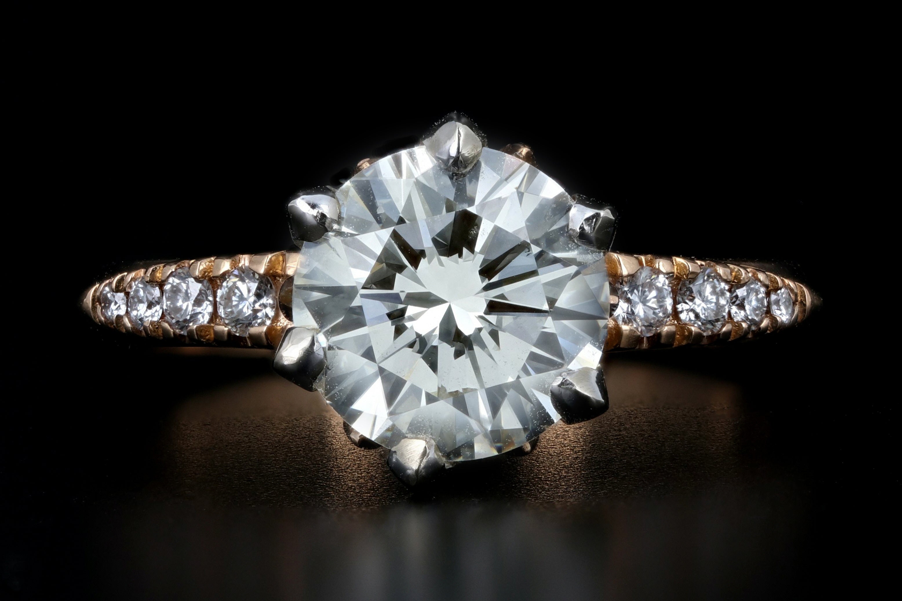 Modern 18K Rose Gold 1.86 Carat Diamond Engagement Ring GIA Certified - Queen May