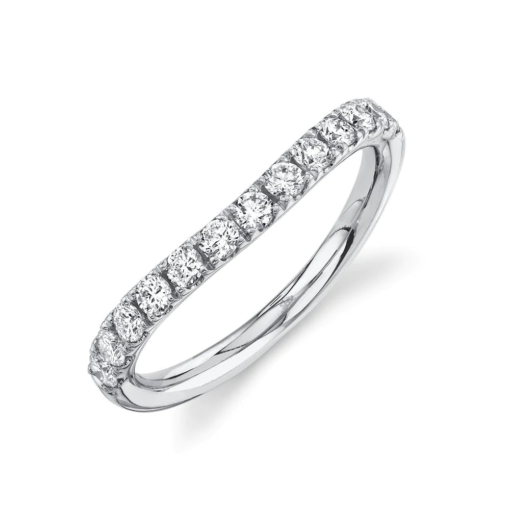 14K Gold 0.59 Carat Round Diamond Curved Wedding Band - Queen May