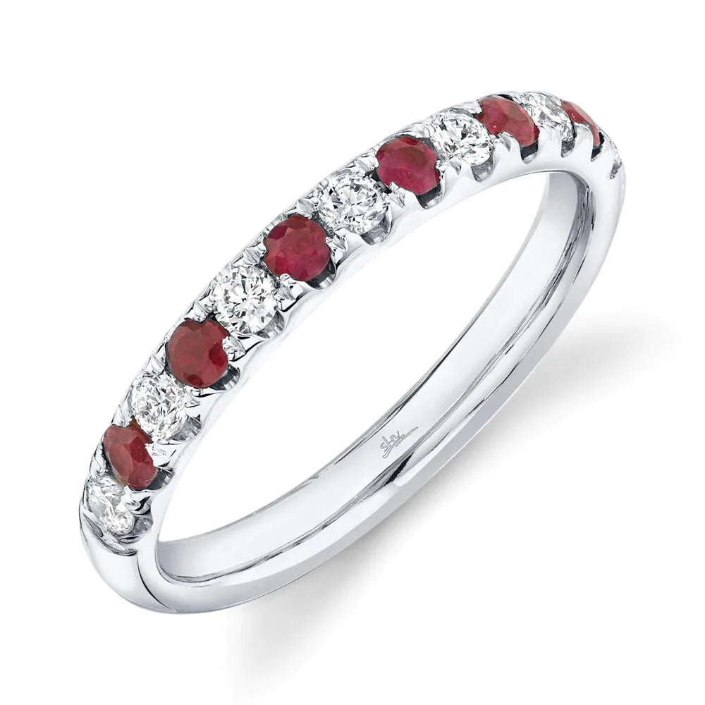 14K Gold 0.30 Carat Ruby & Diamond Band - Queen May