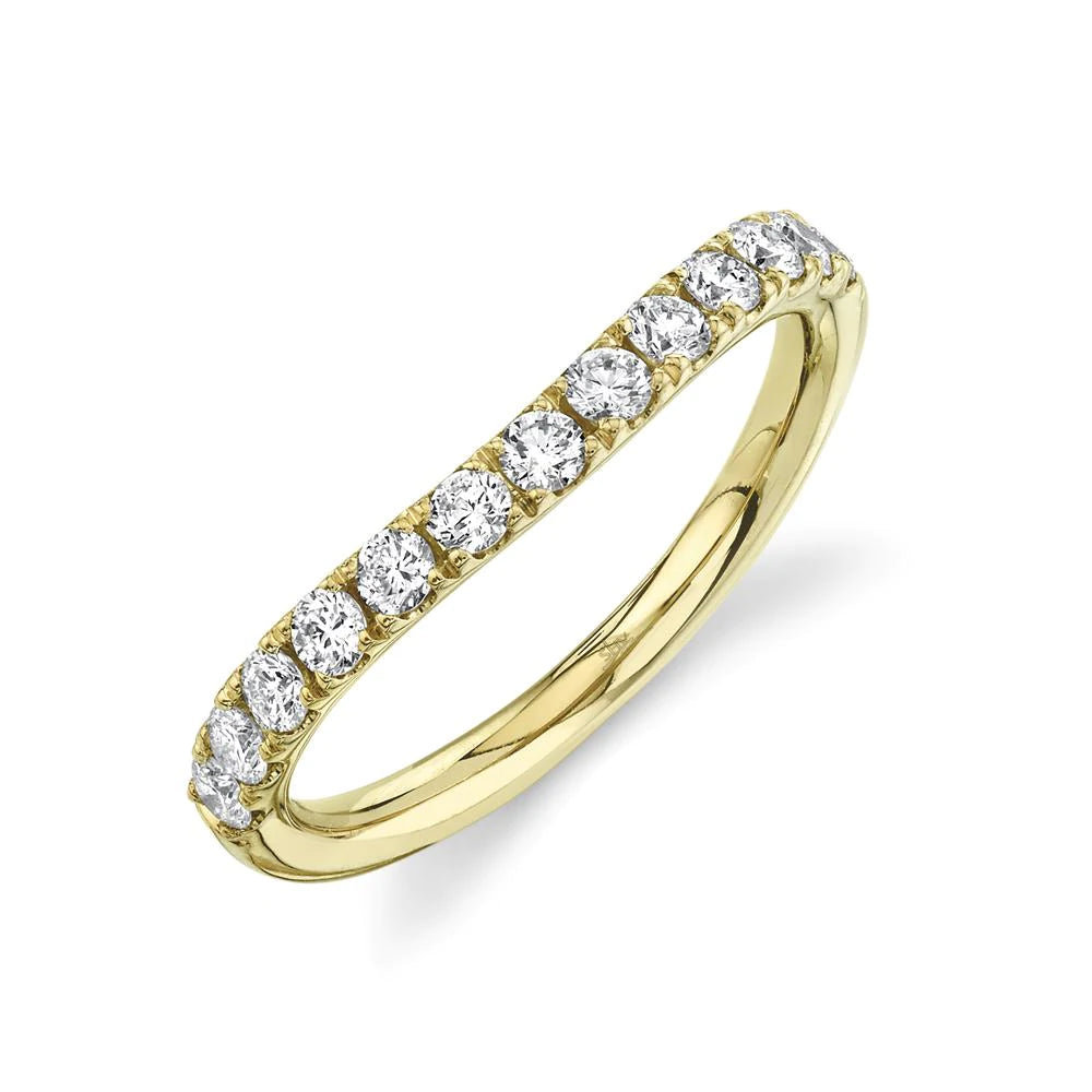14K Gold 0.59 Carat Round Diamond Curved Wedding Band - Queen May