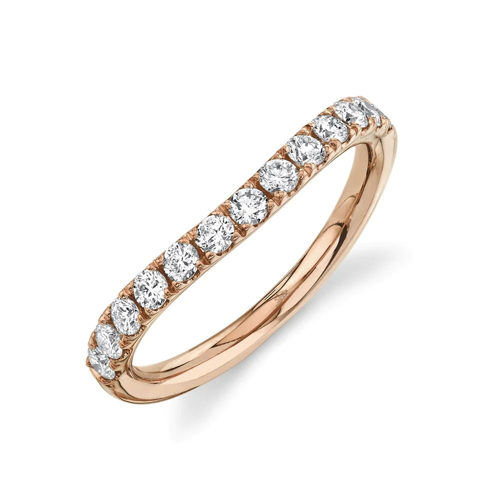 14K Gold 0.59 Carat Round Diamond Curved Wedding Band - Queen May