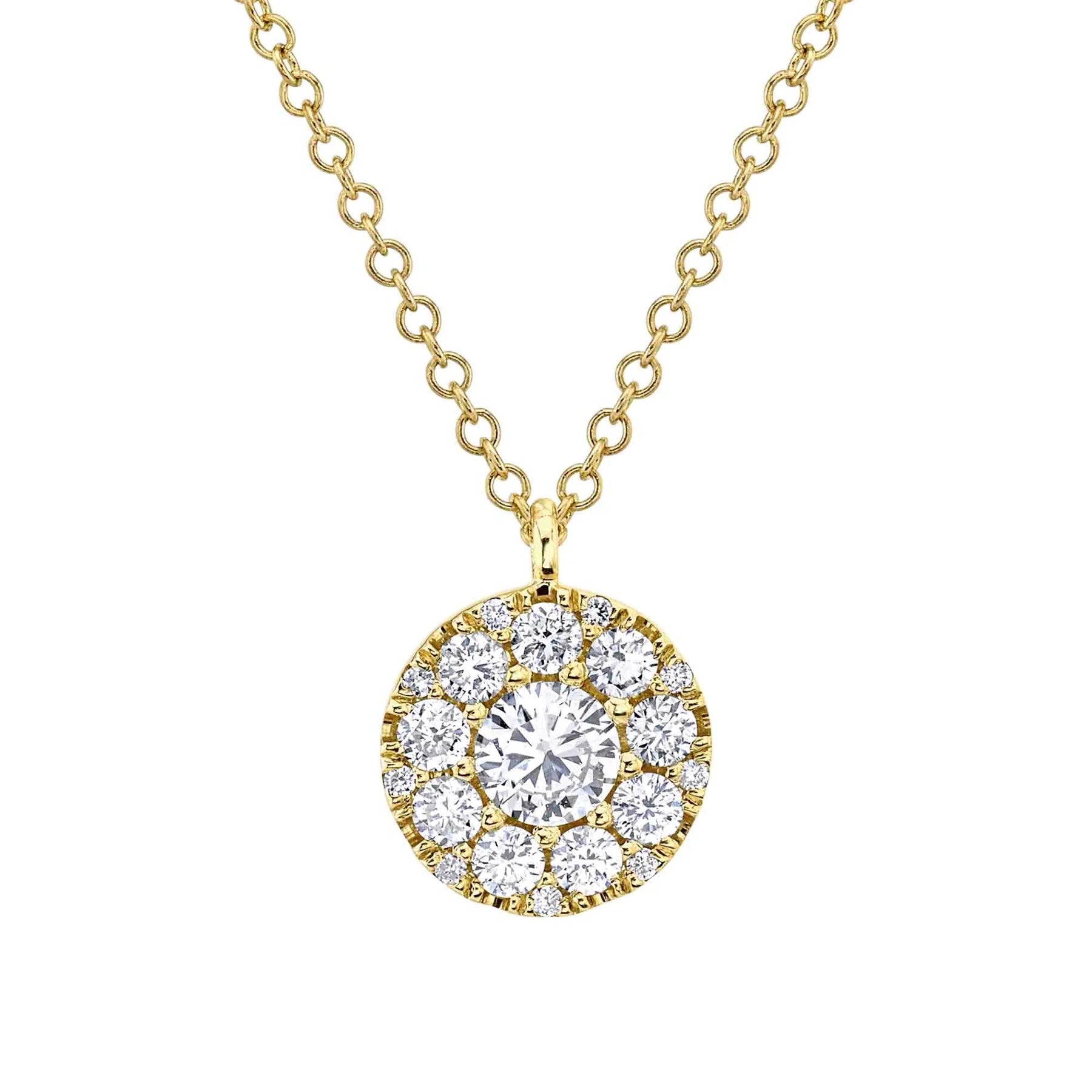 14K Gold 0.50 Carat Total Weight Diamond Cluster Pendant Necklace - Queen May