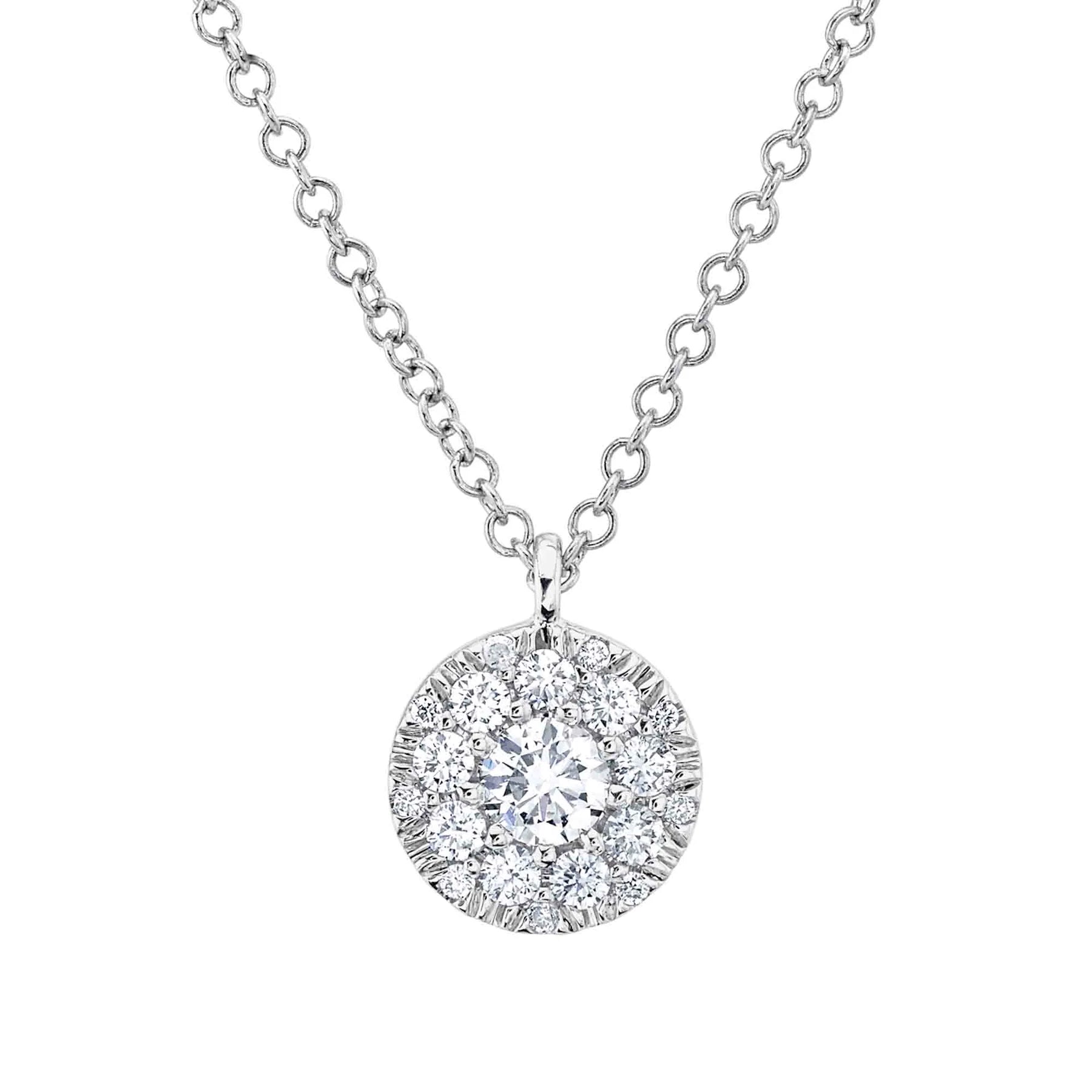 14K Gold 0.23 Carat Diamond Cluster Pendant Necklace - Queen May