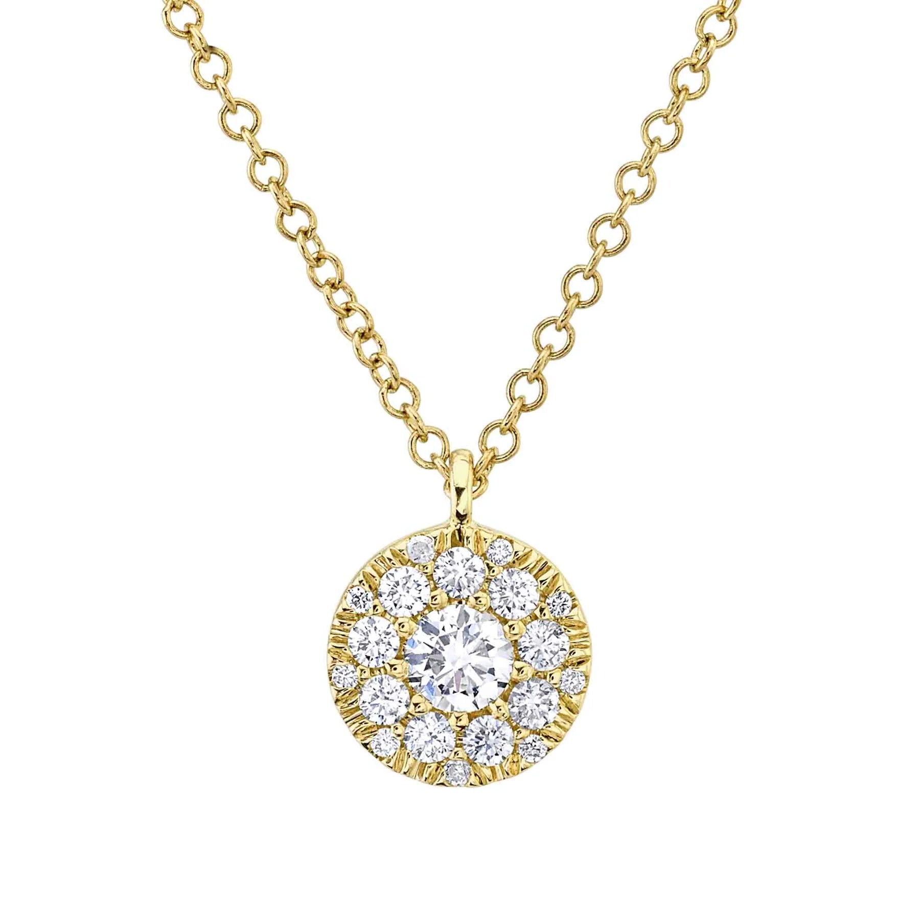 14K Gold 0.23 Carat Diamond Cluster Pendant Necklace - Queen May