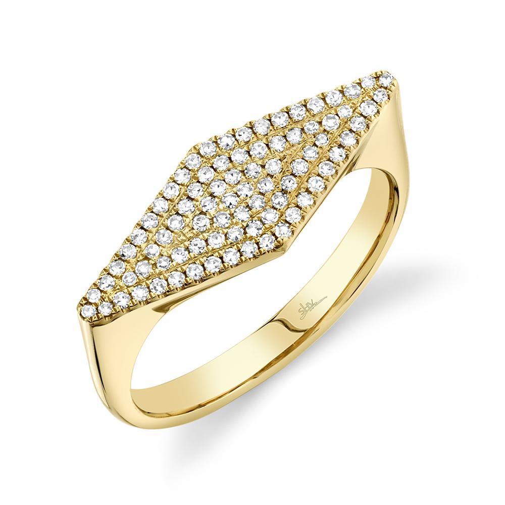New 14K Gold Geometric Diamond Pave Ring - Queen May