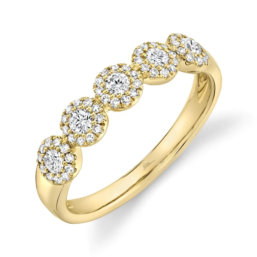 14K White or Yellow Gold 0.40 Carat Total Weight Round Diamond Halo Wedding Band - Queen May