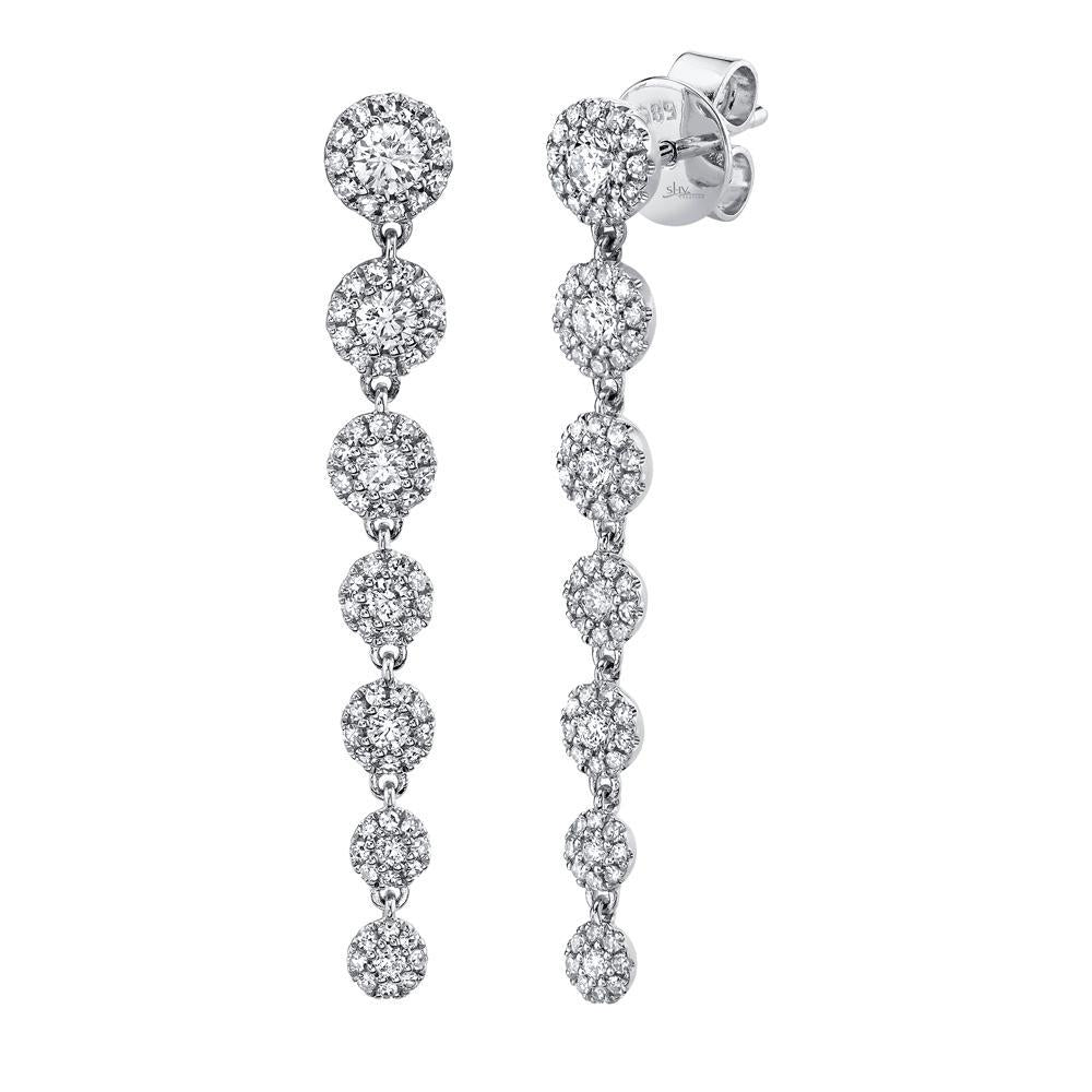 14K Gold 0.80 Carat Total Weight Graduated Diamond Drop Earrings - Queen May