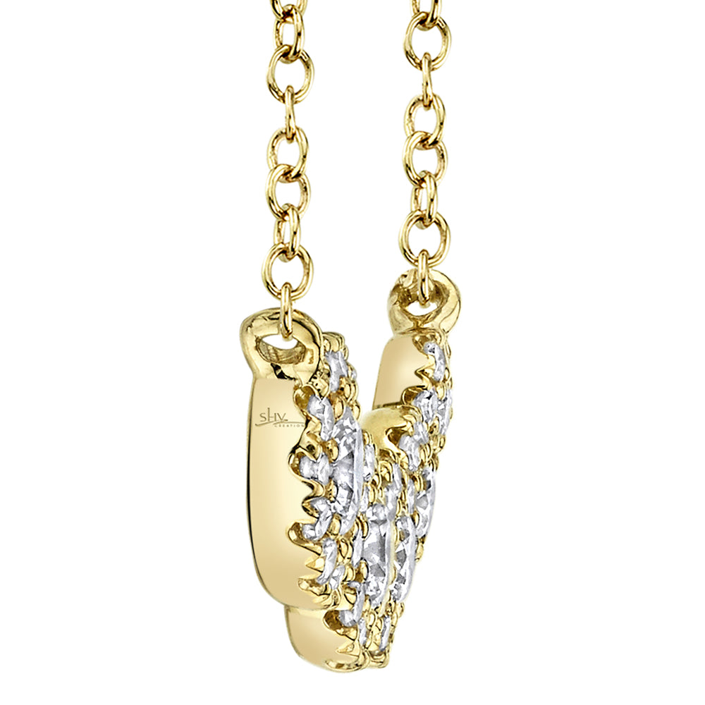 14K Yellow Gold .53 Carat Total Weight Diamond Cluster Station Necklace - Queen May