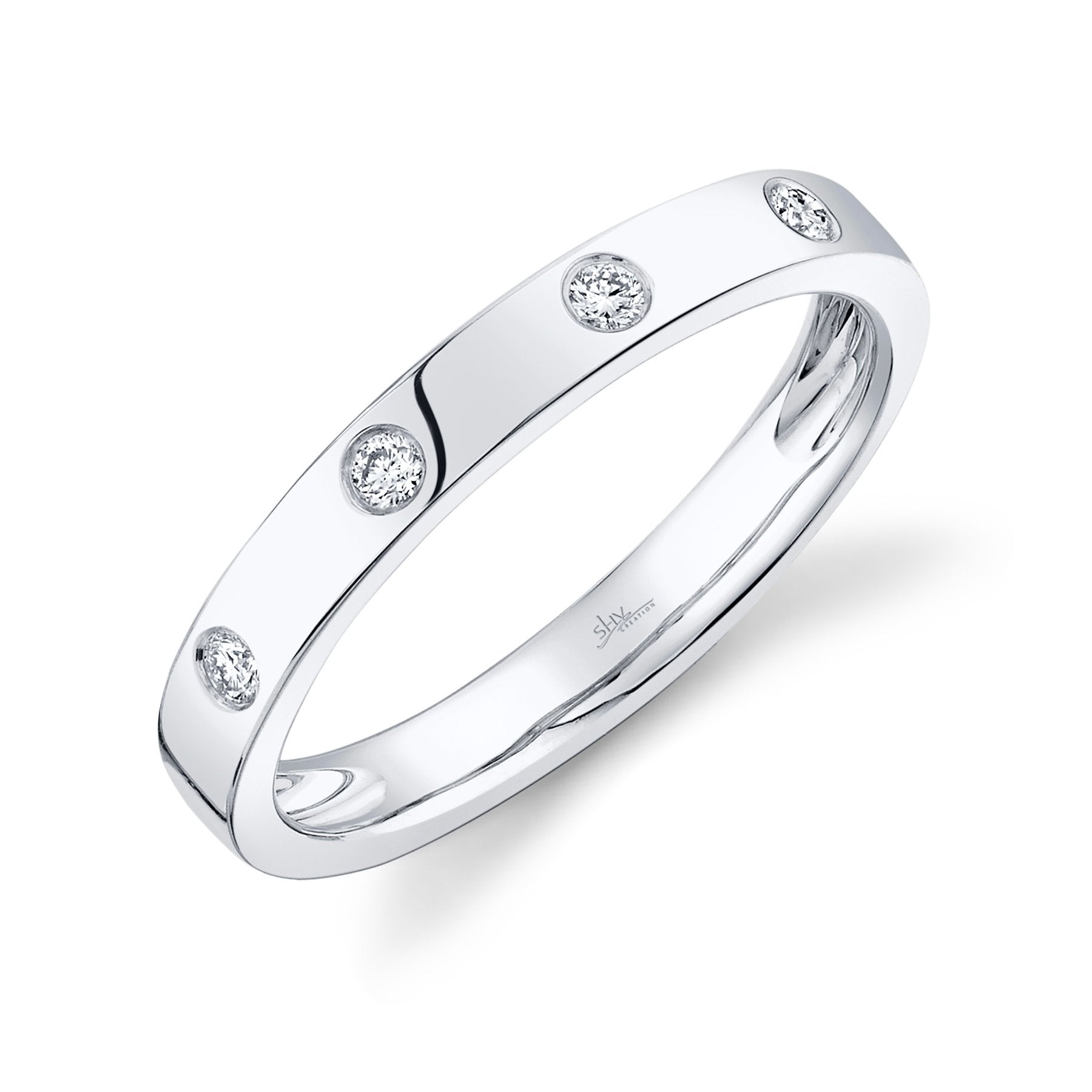 14K Gold 0.07 Carat Total Weight Diamond Station Band - Queen May