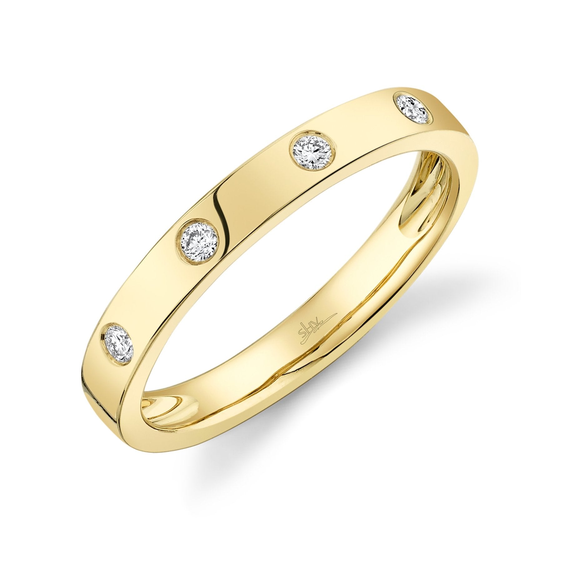 14K Gold 0.07 Carat Total Weight Diamond Station Band - Queen May