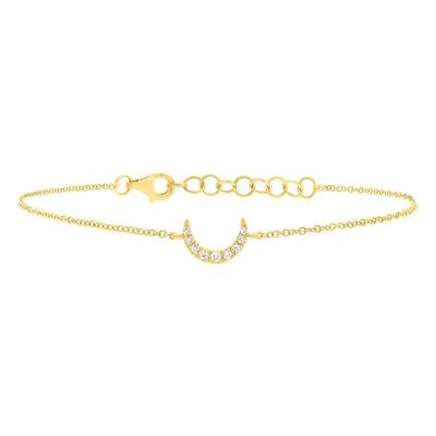 New 14K Gold Mini Diamond Crescent Moon Bracelet - Queen May