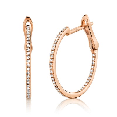 14K White, Yellow, or Rose Gold .21 Carat Total Weight Round Diamond Inside-Out Hoop Earrings - Queen May