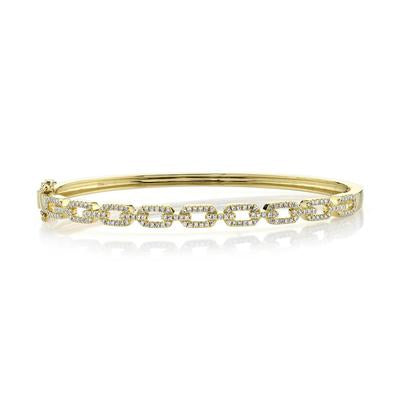 14K Yellow Gold .44 Carat Total Weight Diamond Link Chain Bangle - Queen May