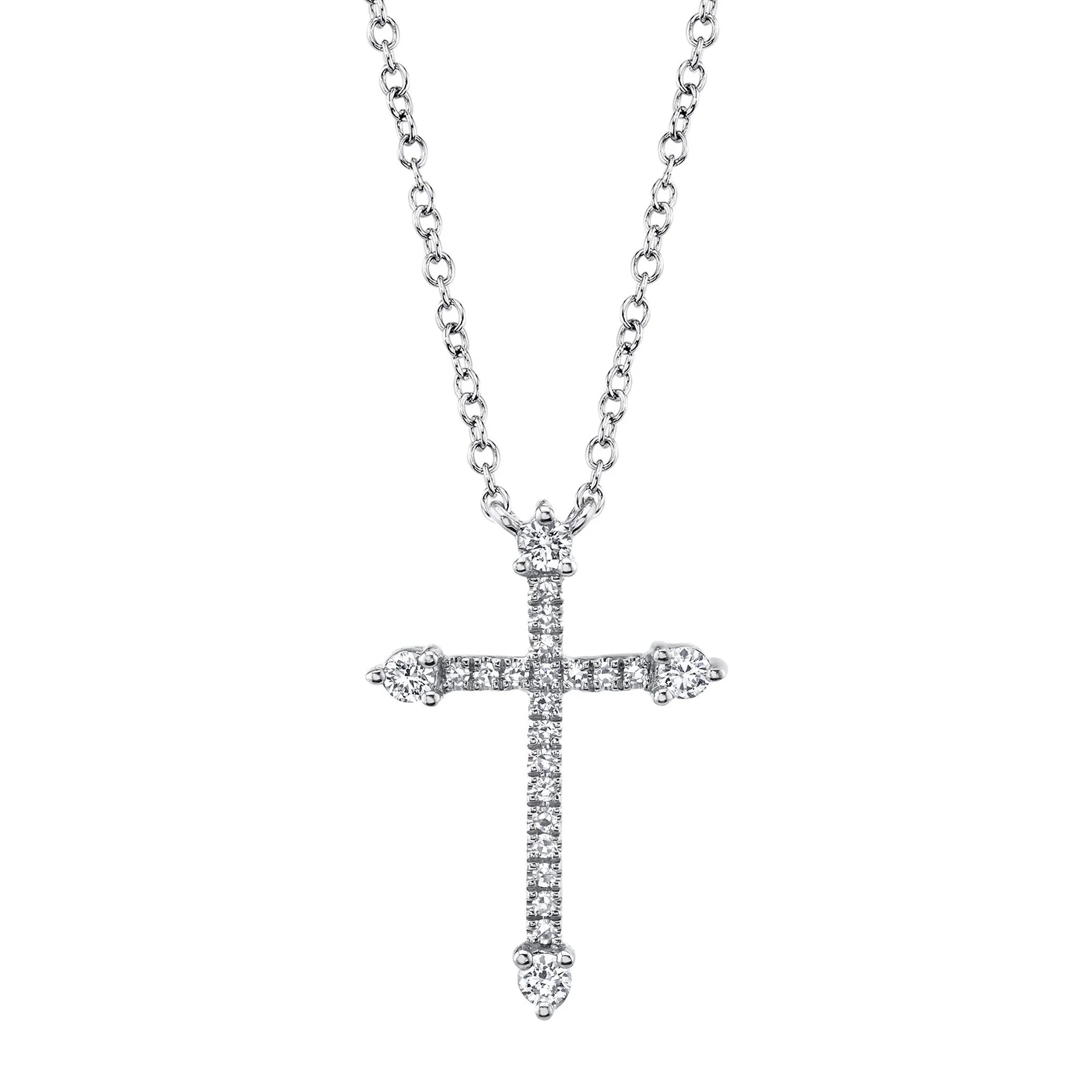 14K Gold 0.17 Carat Total Weight Diamond Cross Pendant Necklace - Queen May