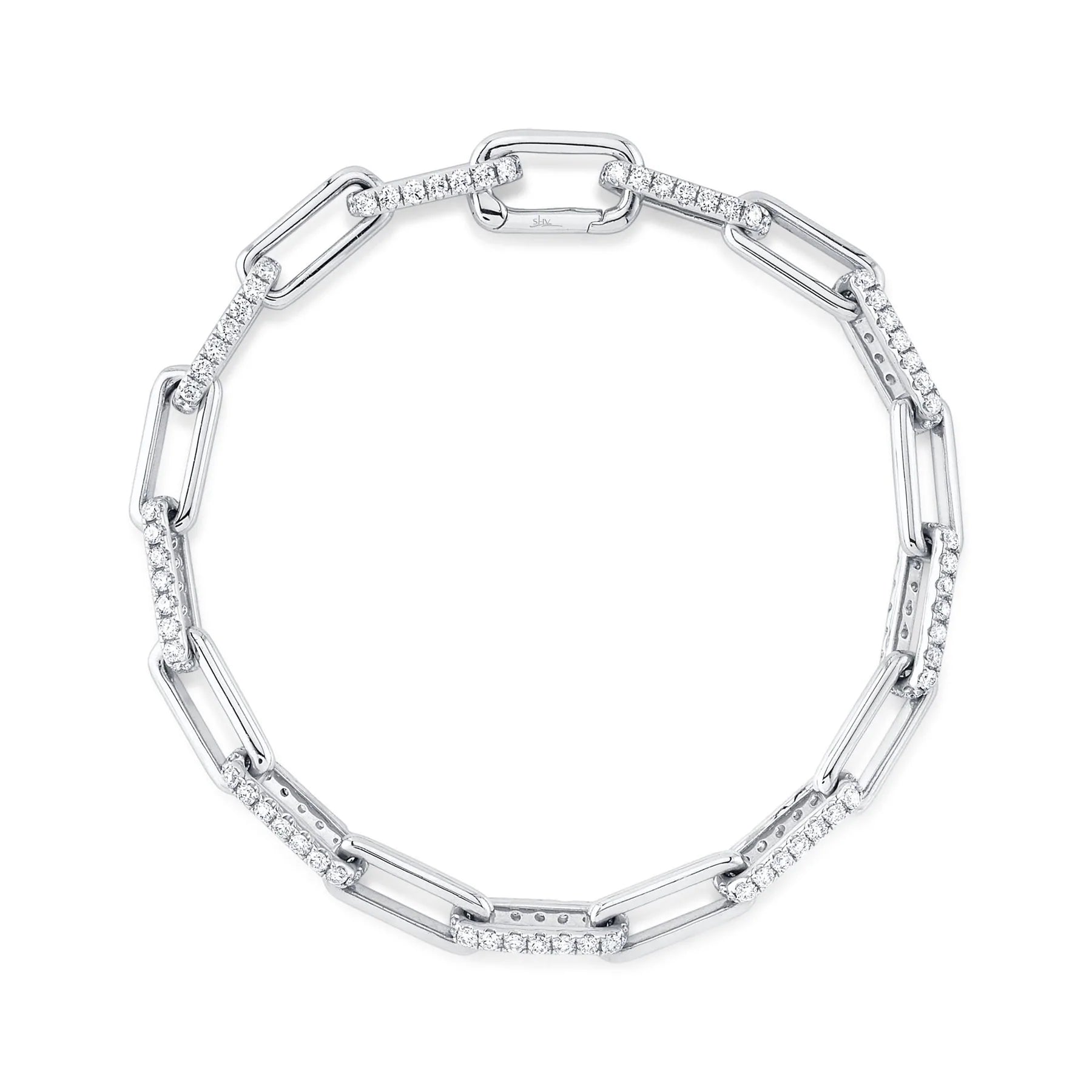 14K White or Yellow Gold 2.21 Carat Total Weight Diamond Paperclip Link Bracelet - Queen May