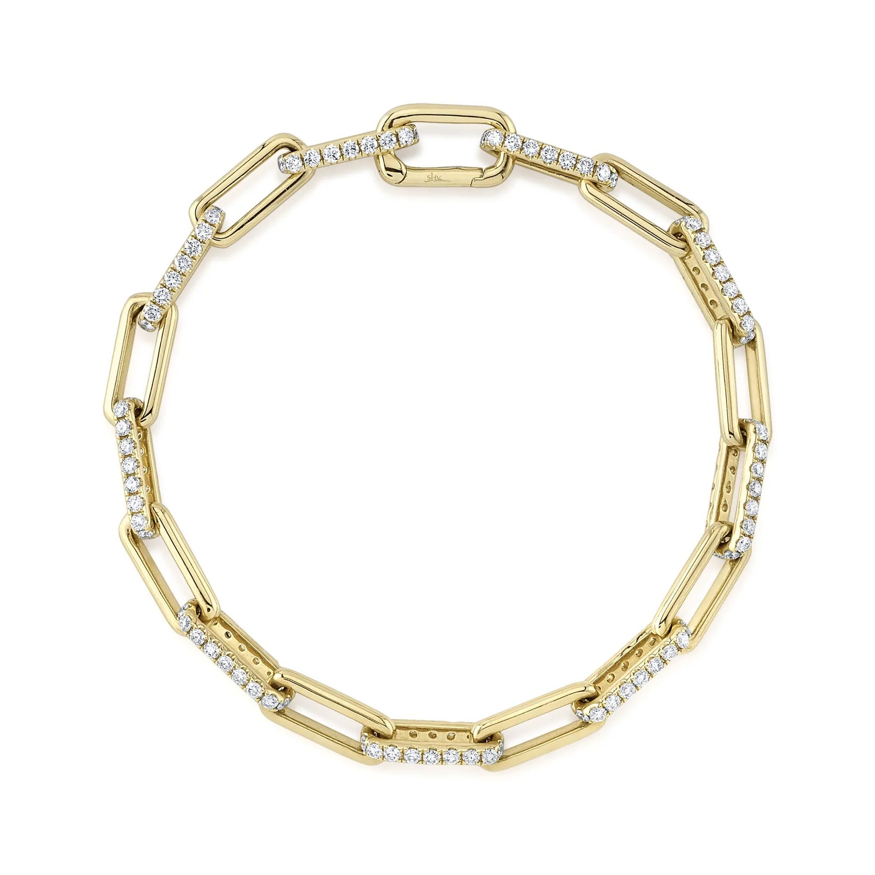 14K White or Yellow Gold 2.21 Carat Total Weight Diamond Paperclip Link Bracelet - Queen May