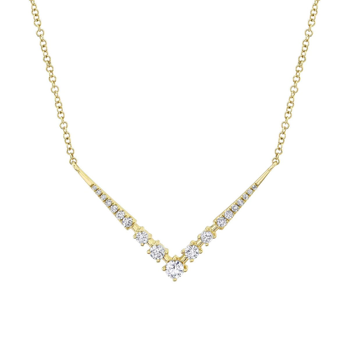 14K White or Yellow Gold 0.29 Carat Total Weight Diamond Chevron Necklace - Queen May