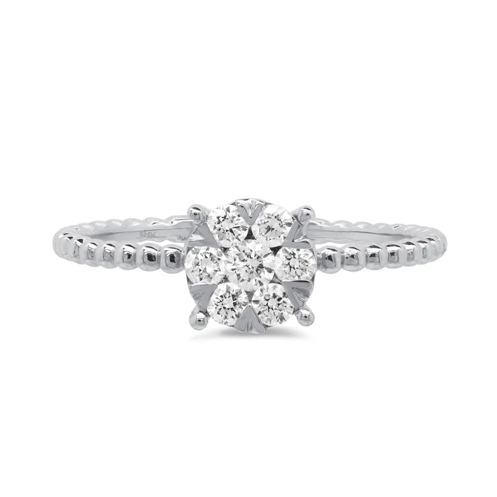 0.35 Carat Total Weight Diamond Cluster Ring in 14K White or Yellow Gold - Queen May
