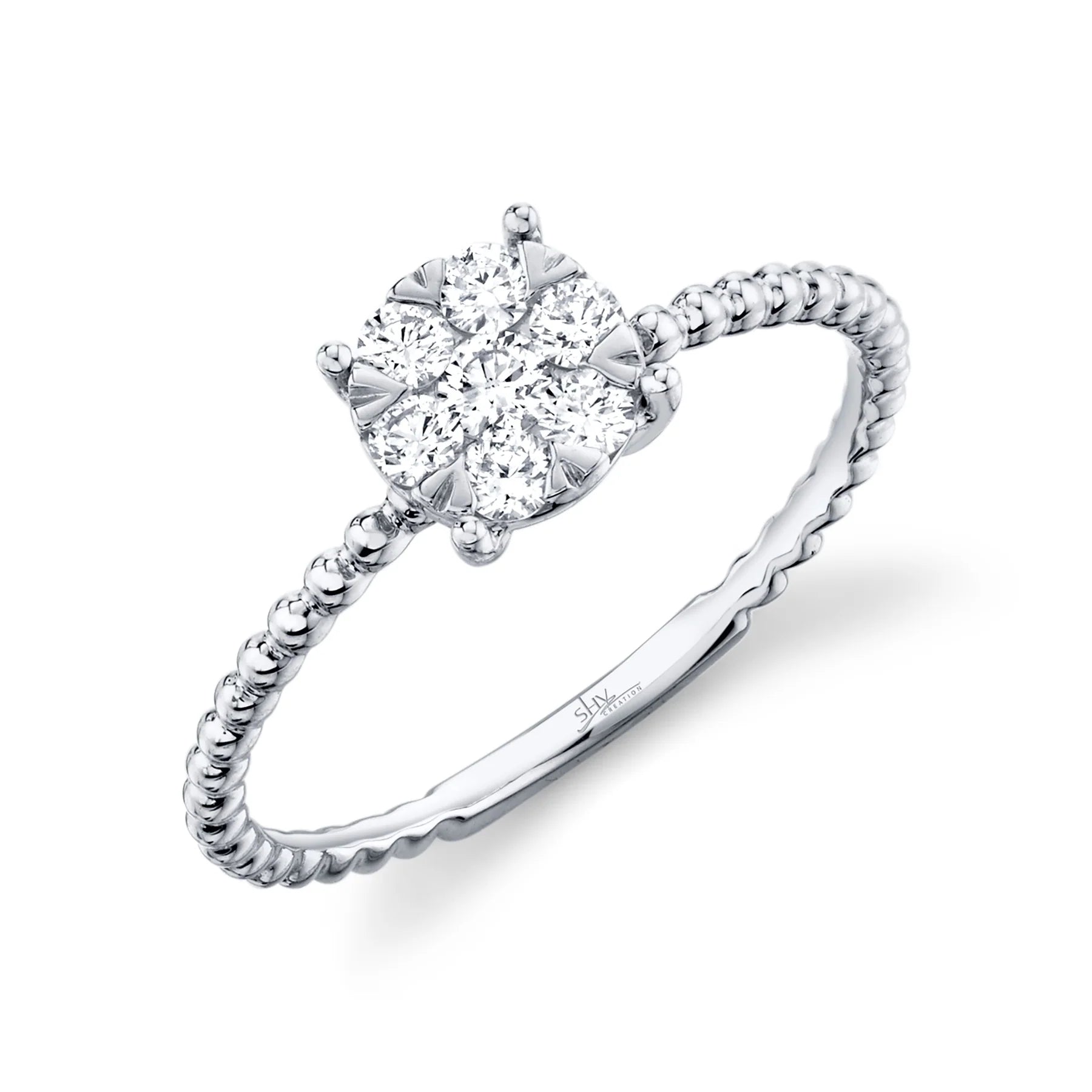 0.35 Carat Total Weight Diamond Cluster Ring in 14K White or Yellow Gold - Queen May