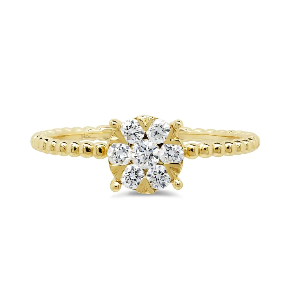 0.35 Carat Total Weight Diamond Cluster Ring in 14K White or Yellow Gold - Queen May