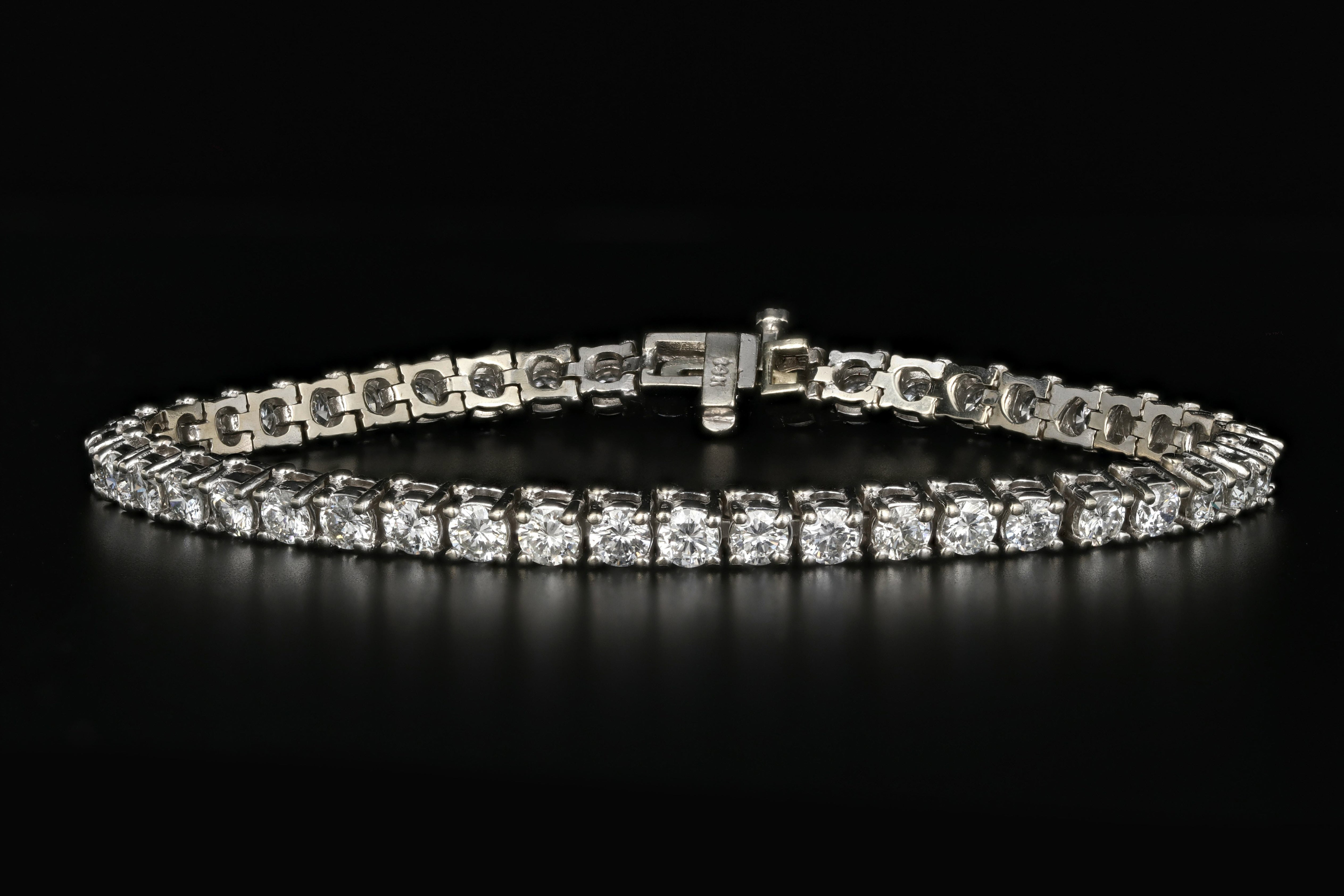 Modern 14K White Gold 7.5 Carat Diamond Weight Total Tennis Bracelet - Queen May
